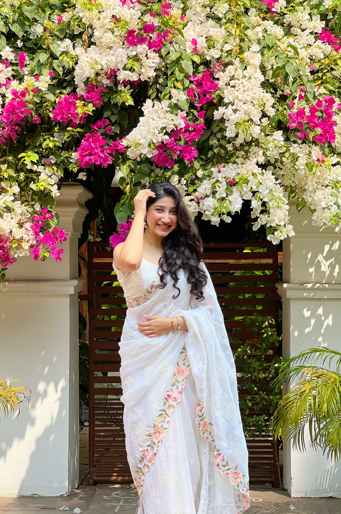 Off White Crush Tissue Saree