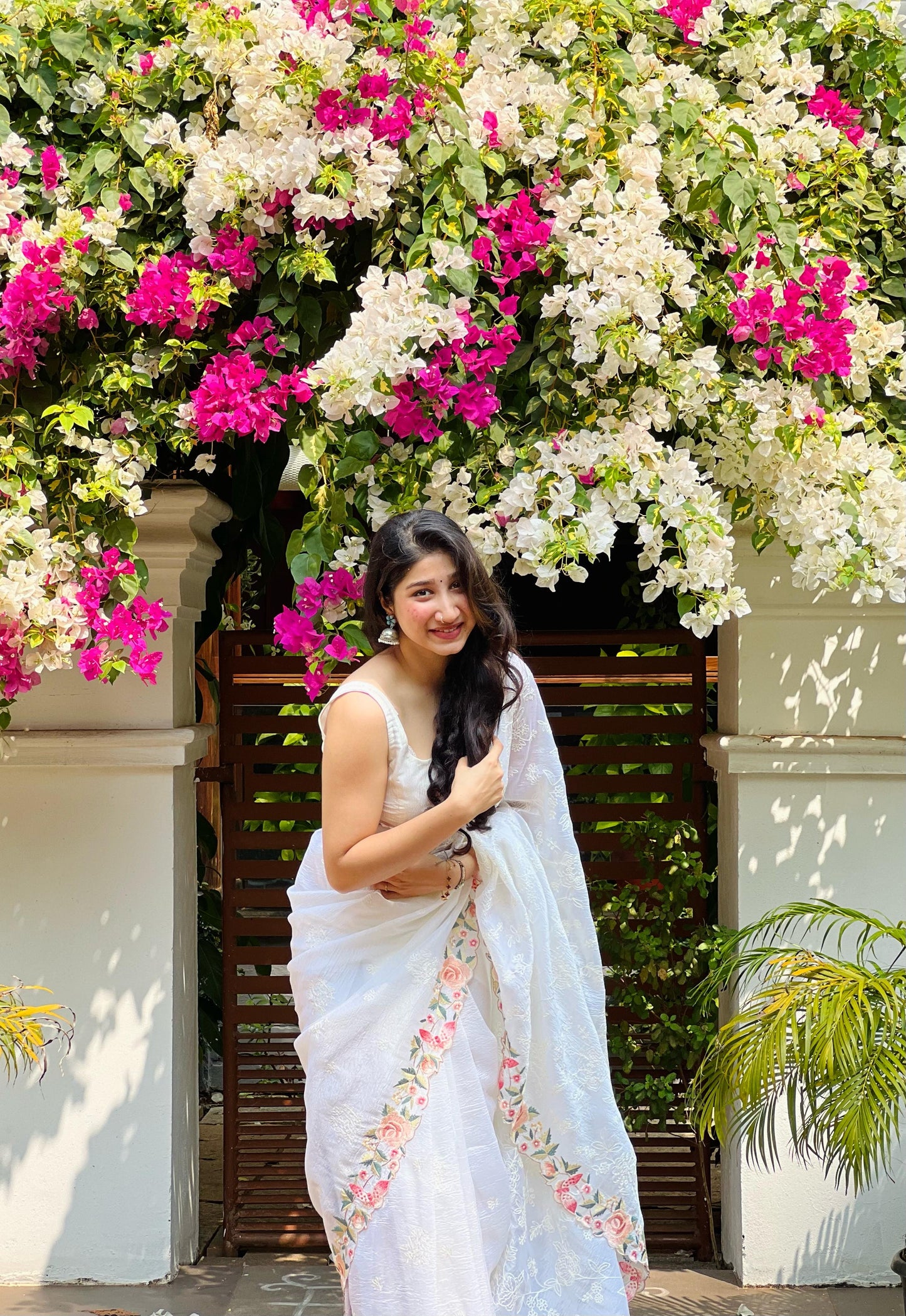 Off White Crush Tissue Saree
