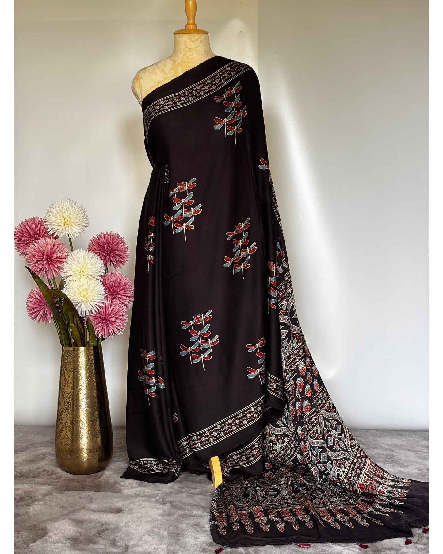 Fireflies Ajrakh Modal Silk Saree
