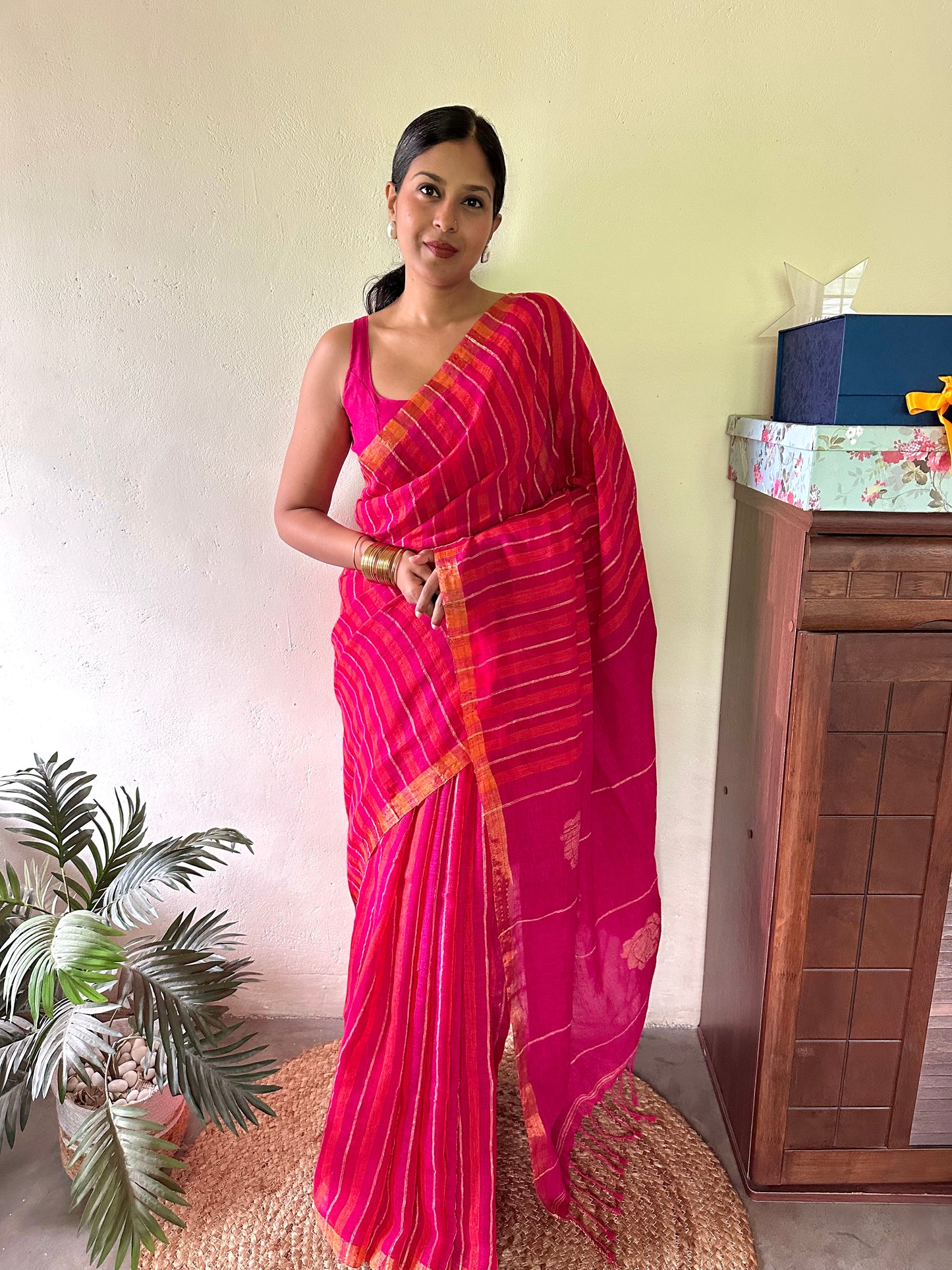Striped Linen Saree