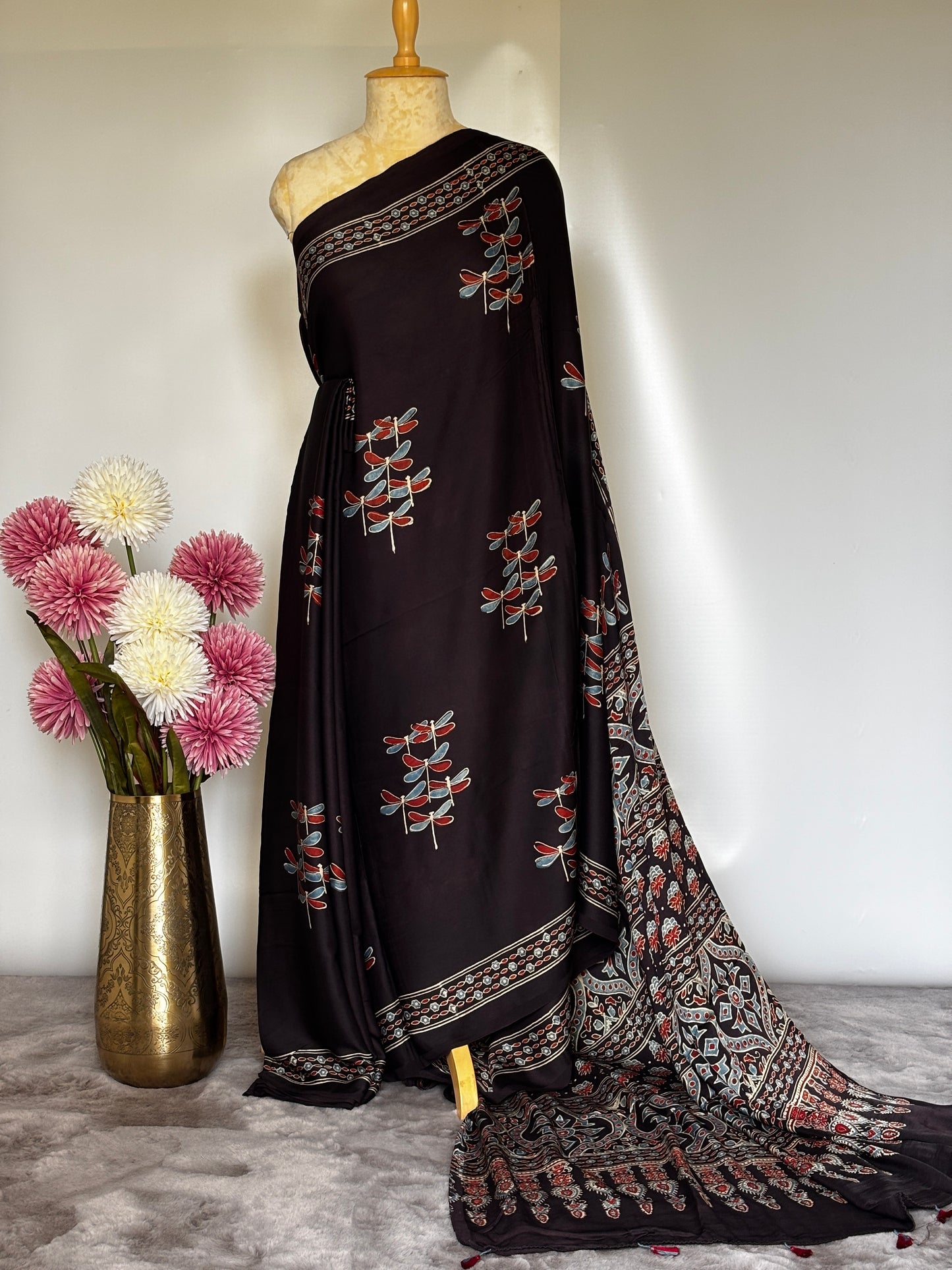 Fireflies Ajrakh Modal Silk Saree