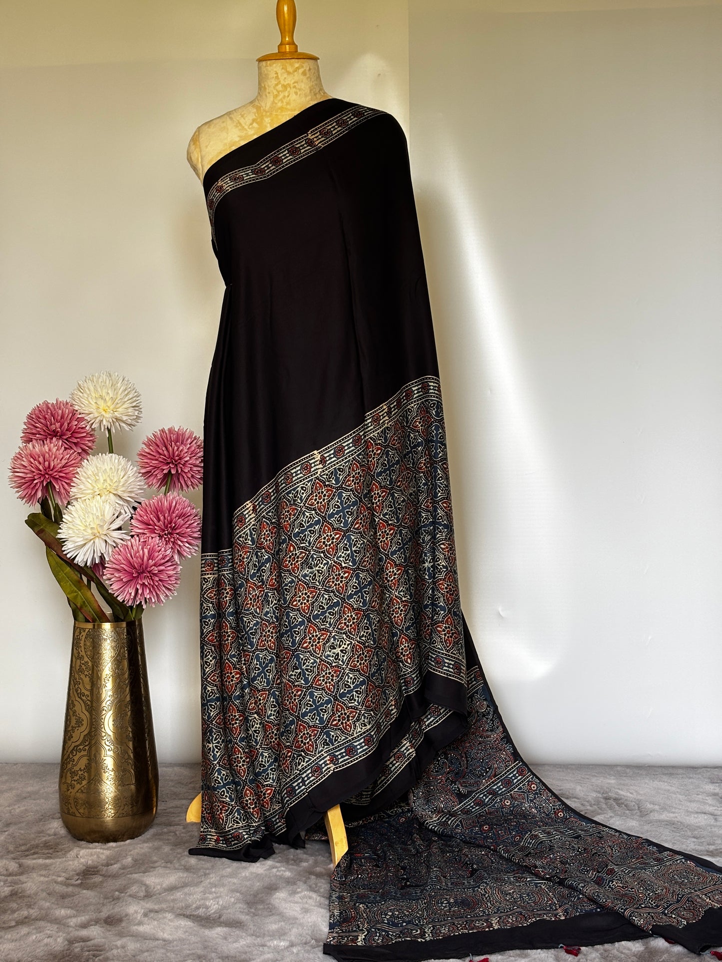 Half and Half - Ajrakh Modal Silk Saree