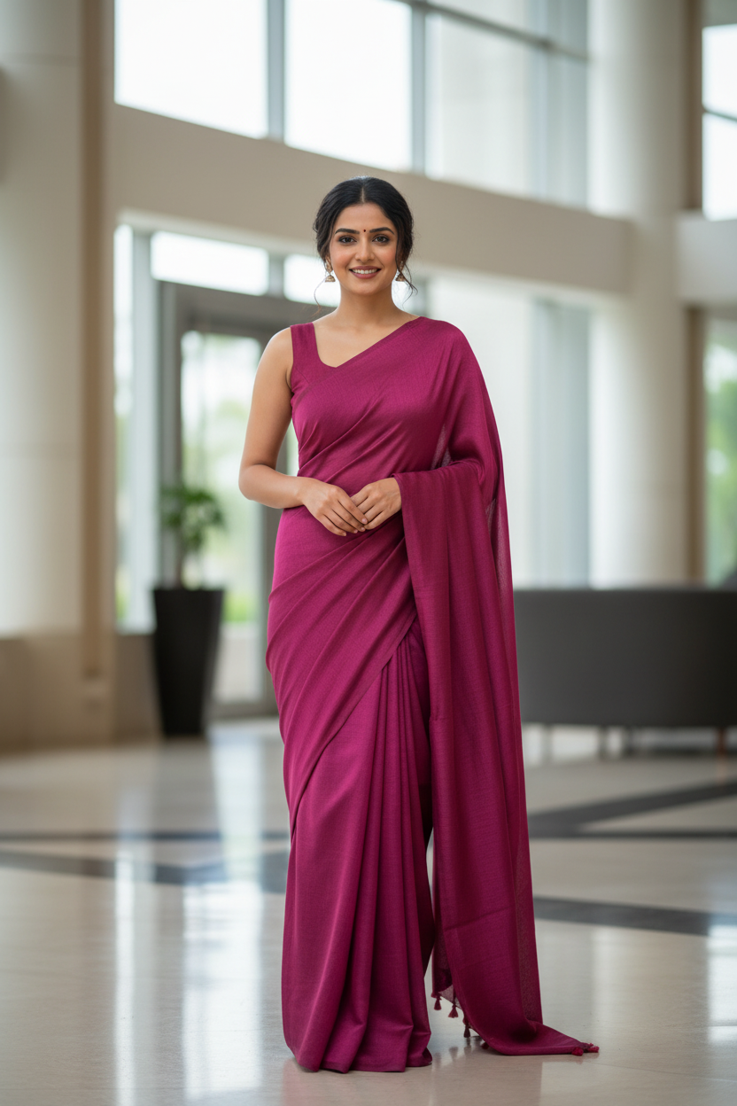 Magenta Cotton Saree