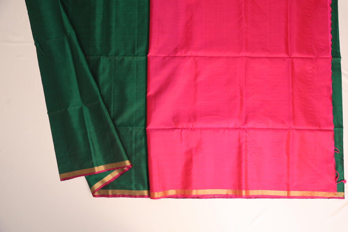 Bottle Green and Pink Kanjivaram Soft Silk Saree