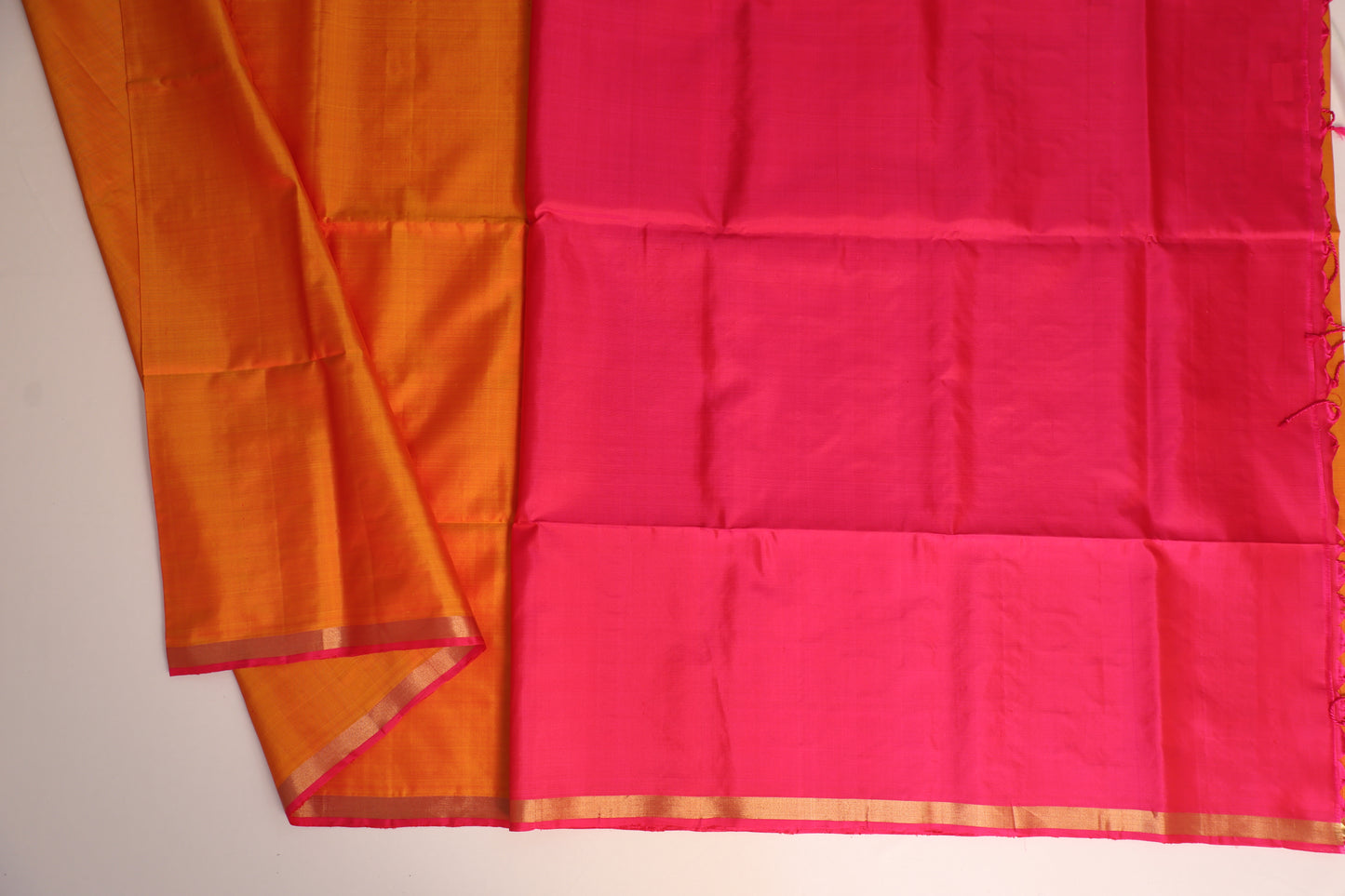 Mustard and Pink Kanjivaram Soft Silk Saree