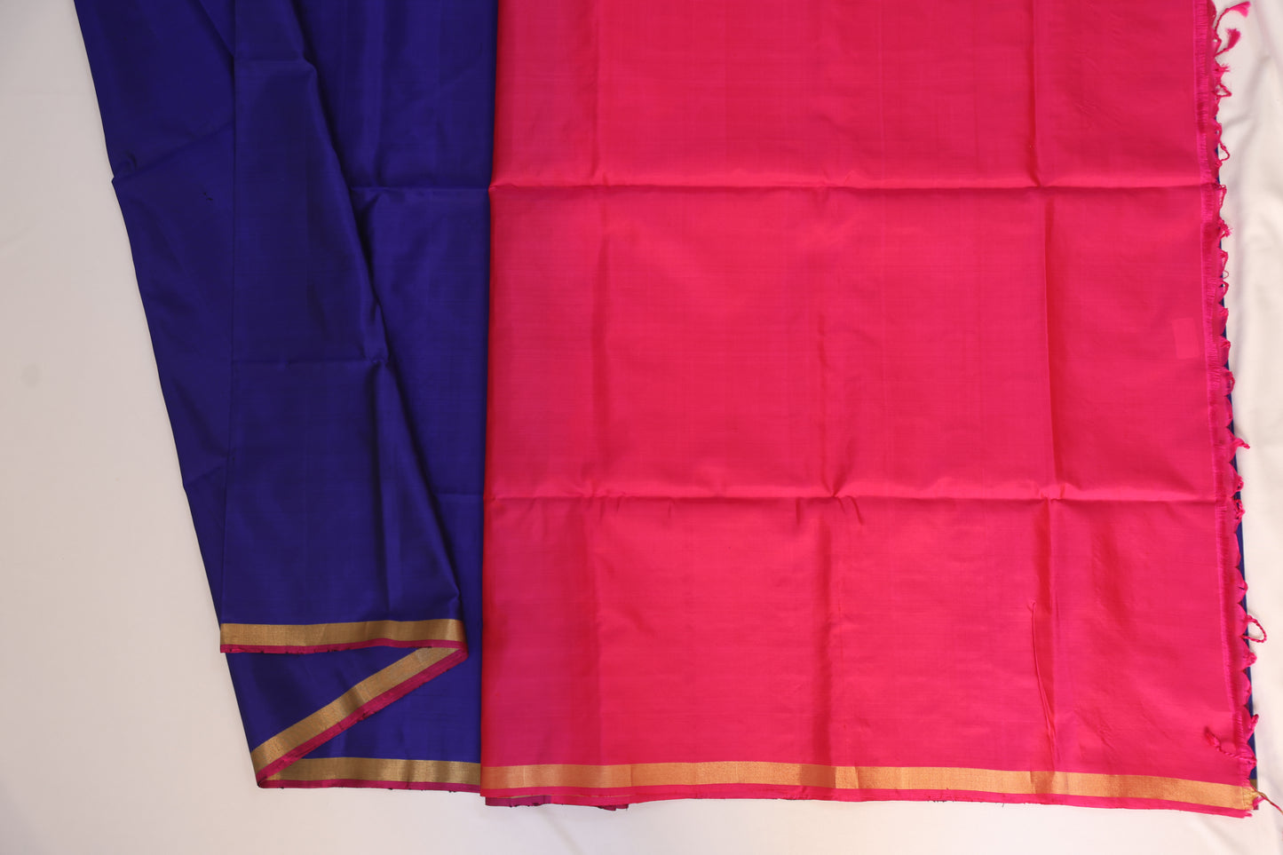 Blue and Pink Kanjivaram Soft Silk Saree