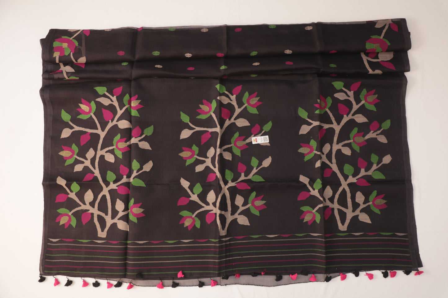 Black Muslin Silk Jamdani Saree
