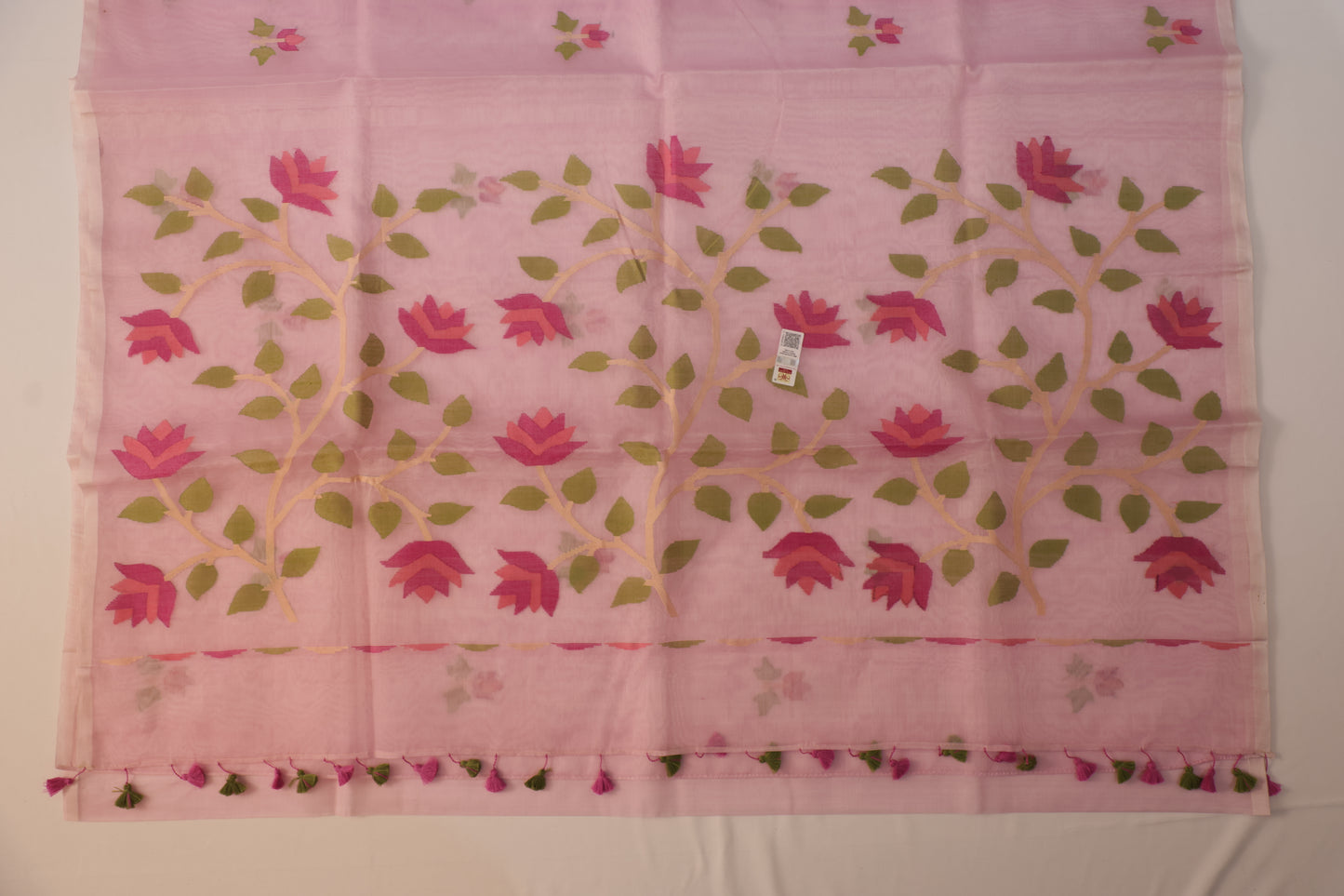 Baby Pink Muslin Silk Jamdani Saree