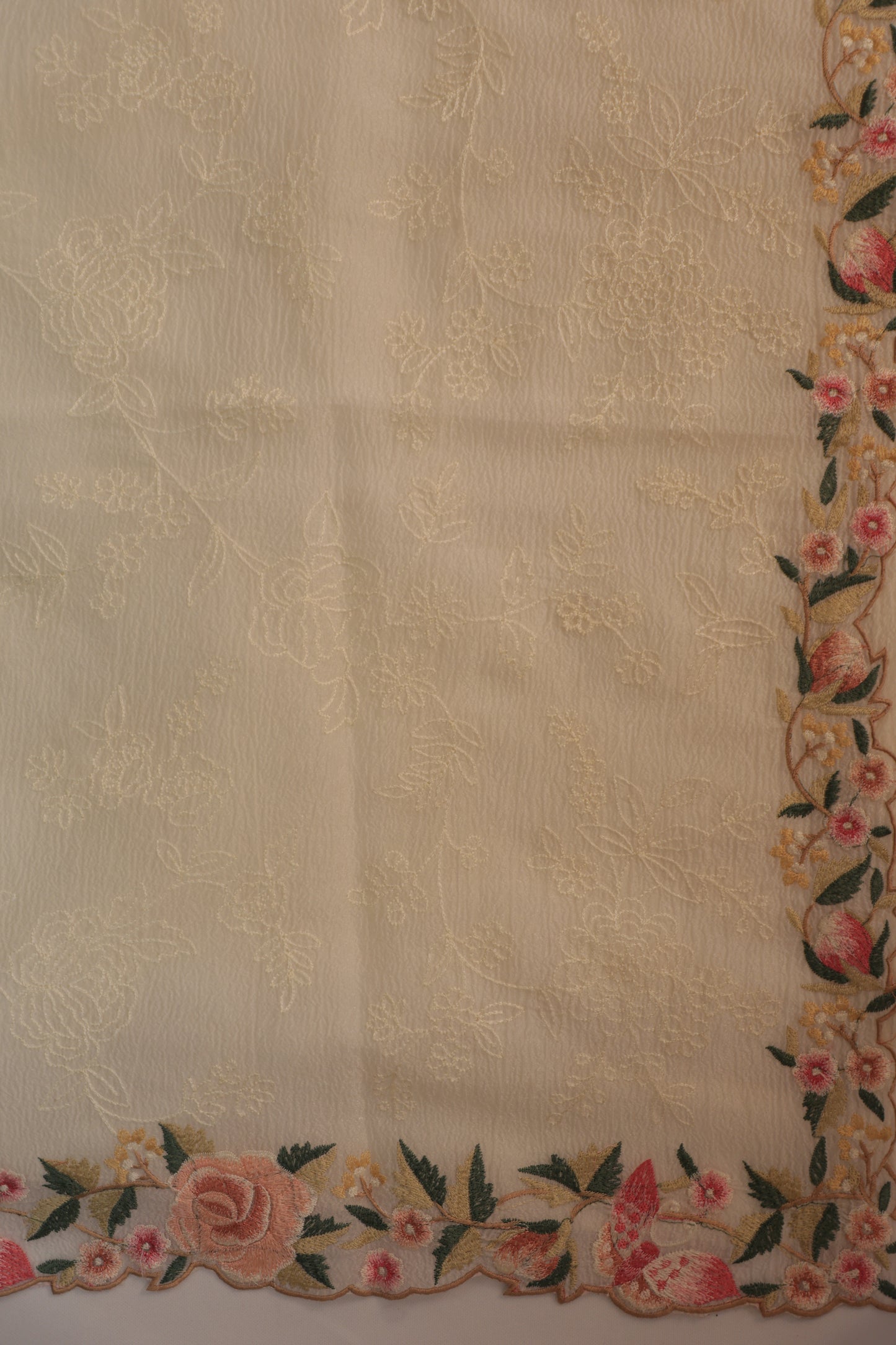 Off White Crush Tissue Saree