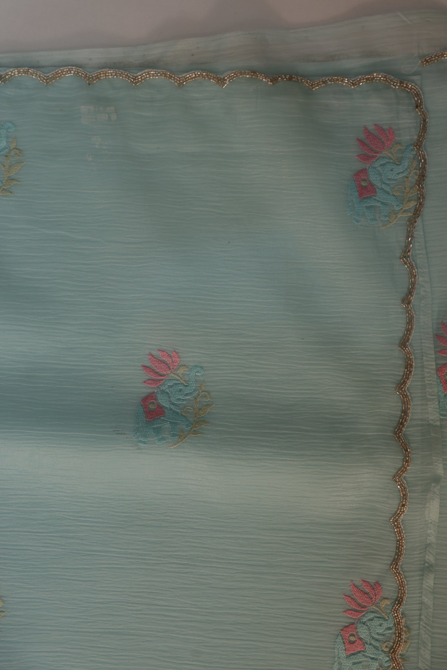 Sea Blue Crush Tissue Saree