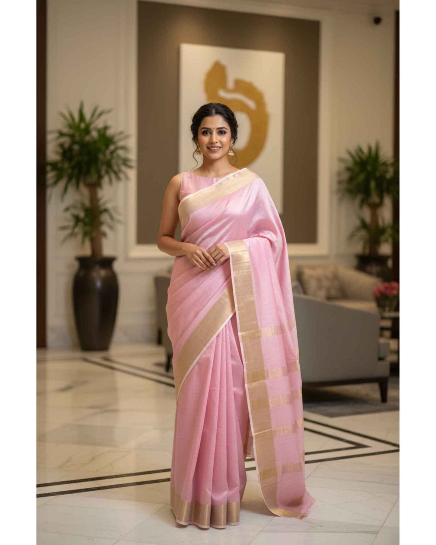 Onion Pink Bhagalpuri Silk Saree