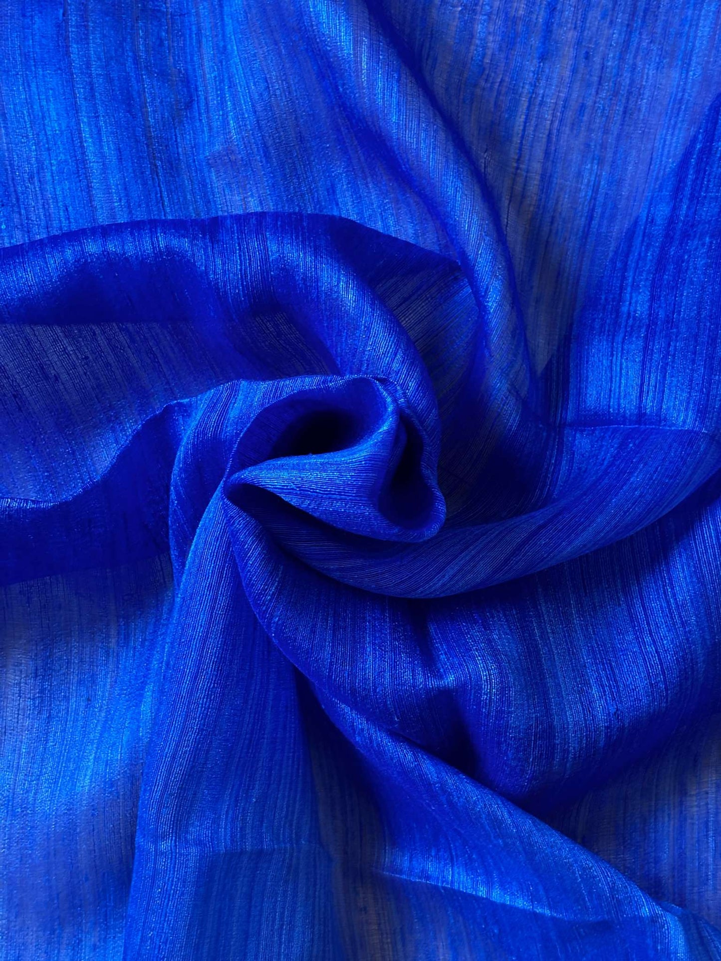 Blue Muslin Silk Jamdani Saree - Peacock Palla