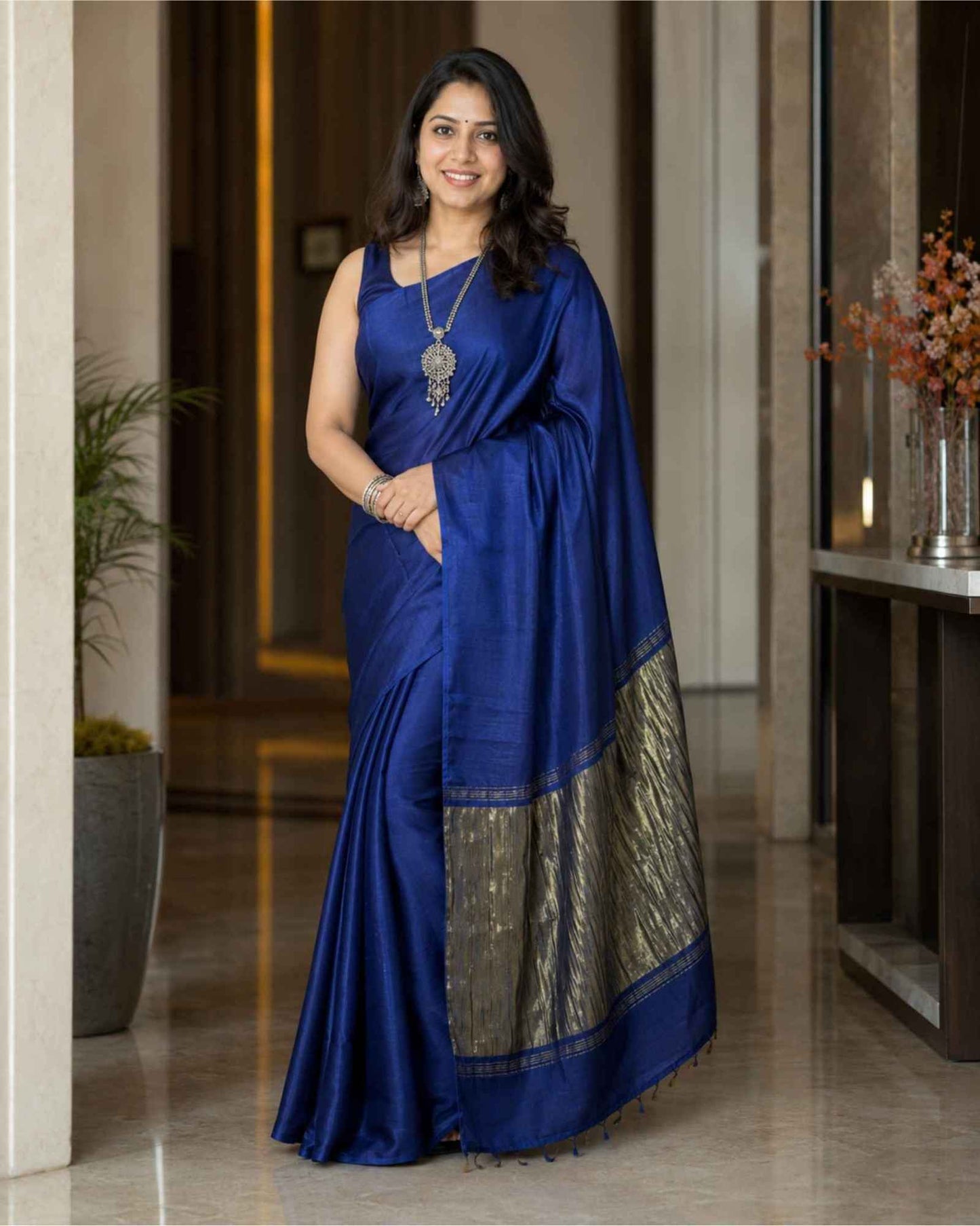 Royal Blue Modal Silk Saree