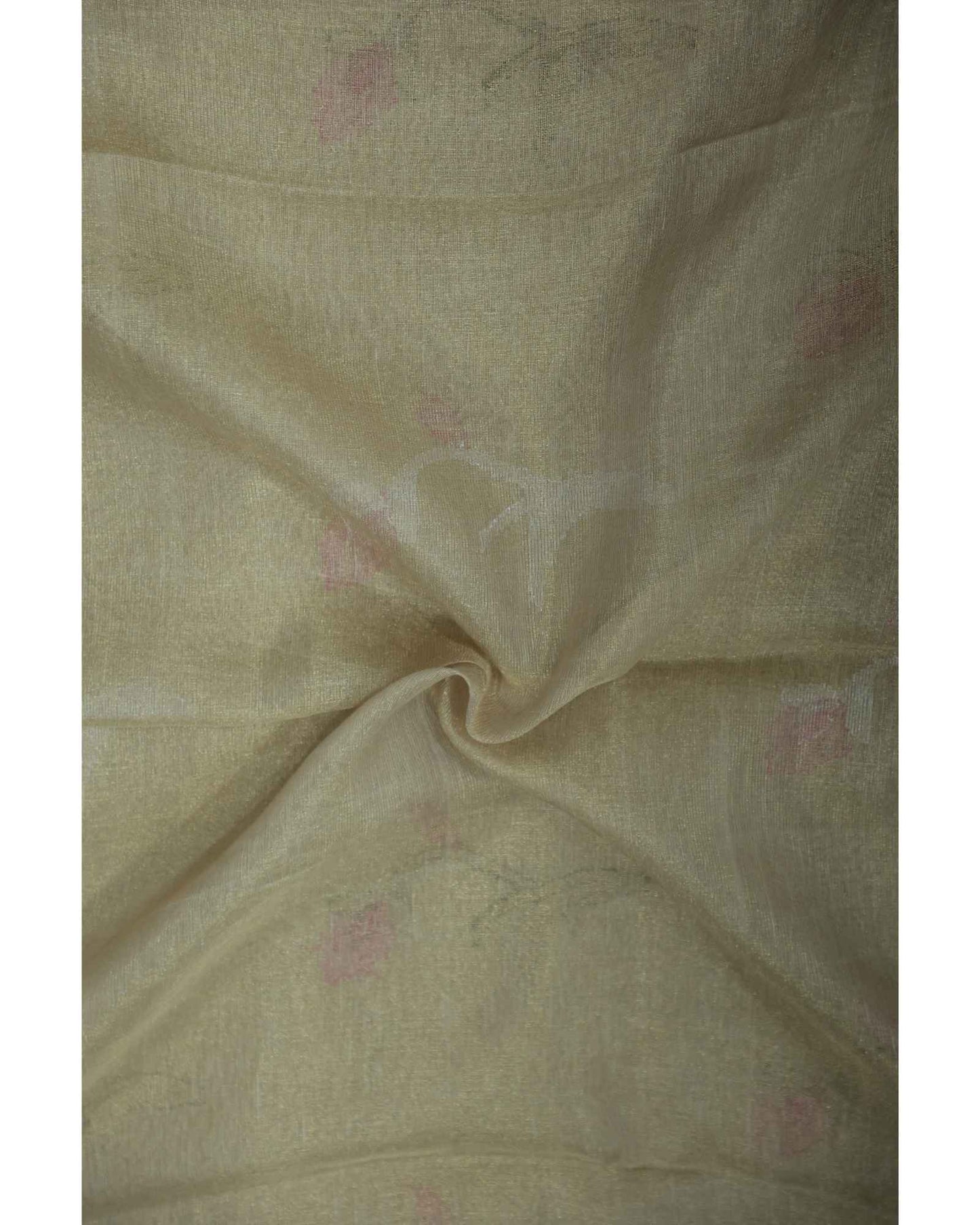 Dark Golden Tissue Linen Saree- Tulips
