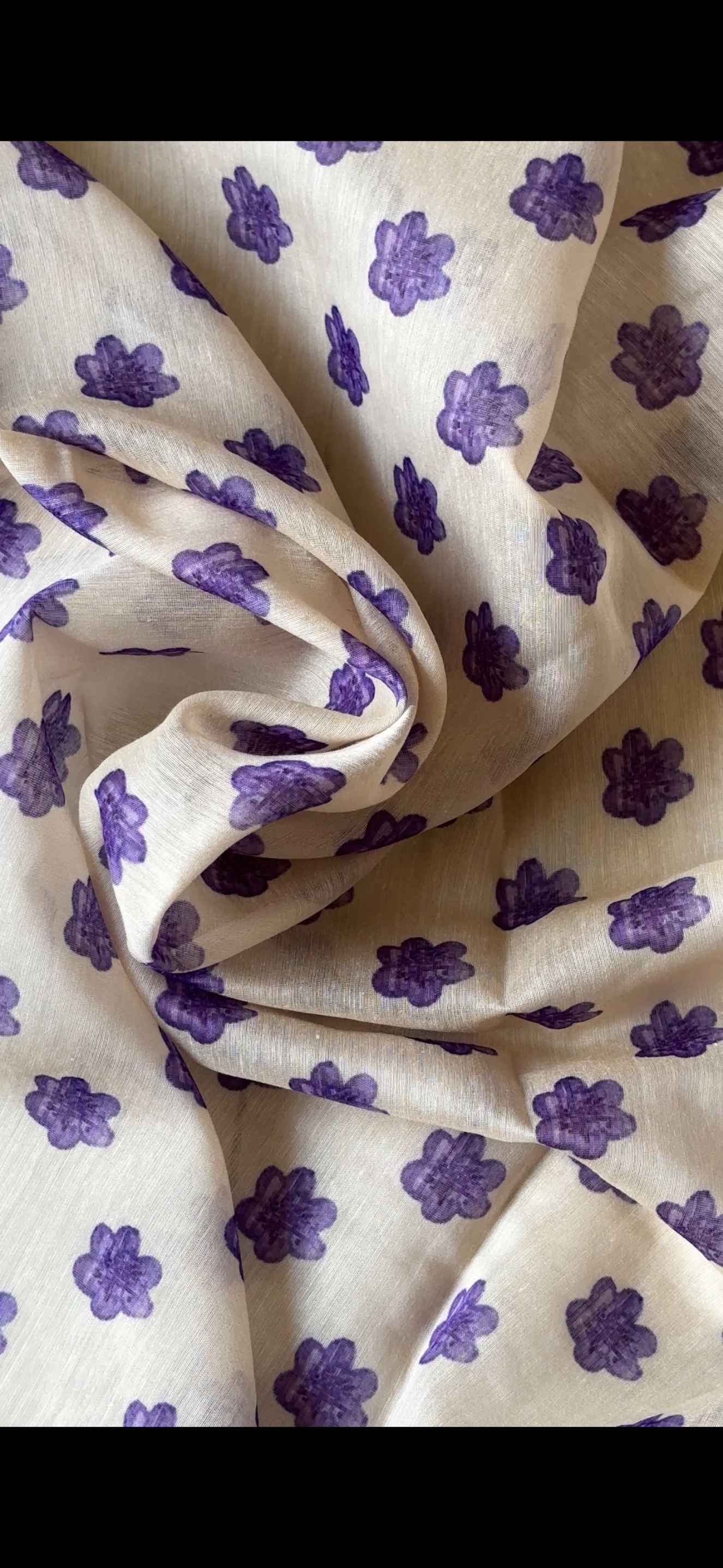 Beige and Purple Chanderi Cotton Saree