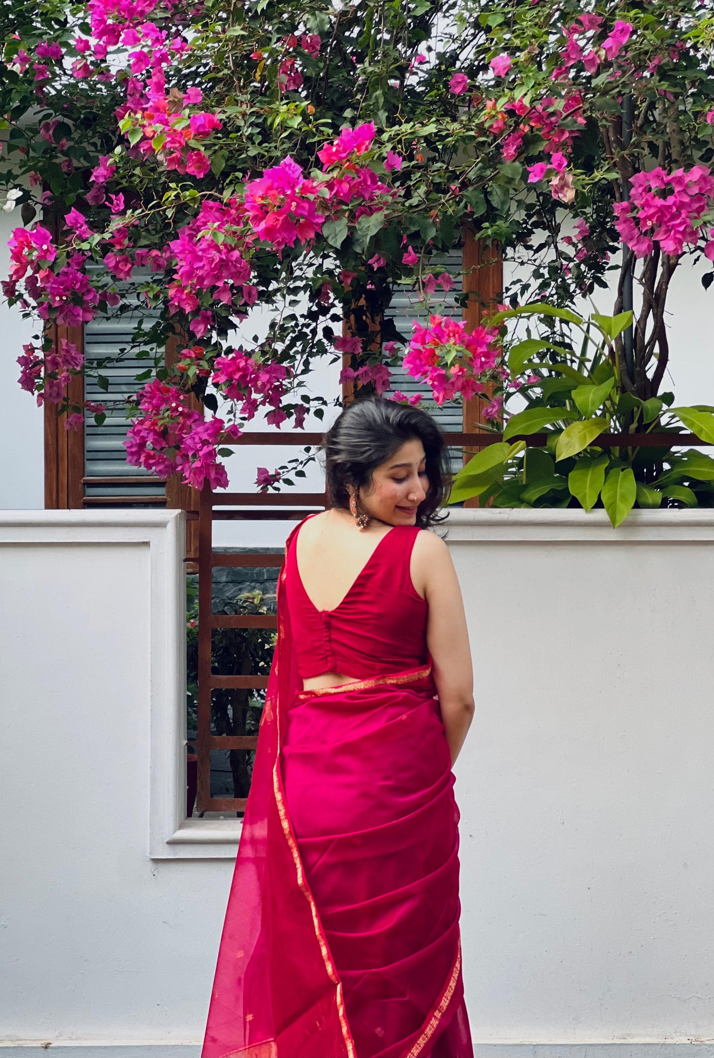 Pink Maheshwari Silk Cotton Handloom Saree