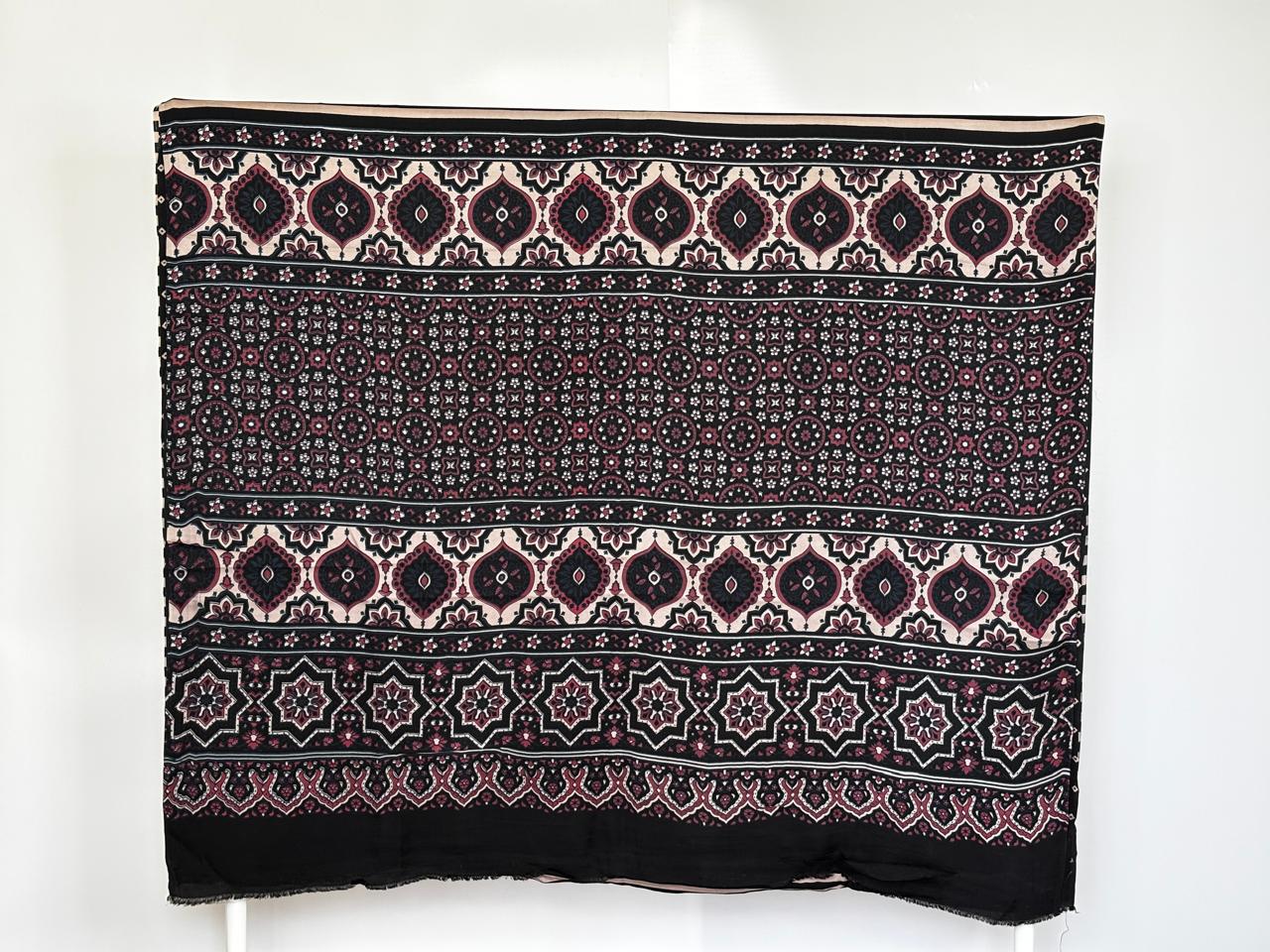 Modal Silk- Striped saree with red paalu