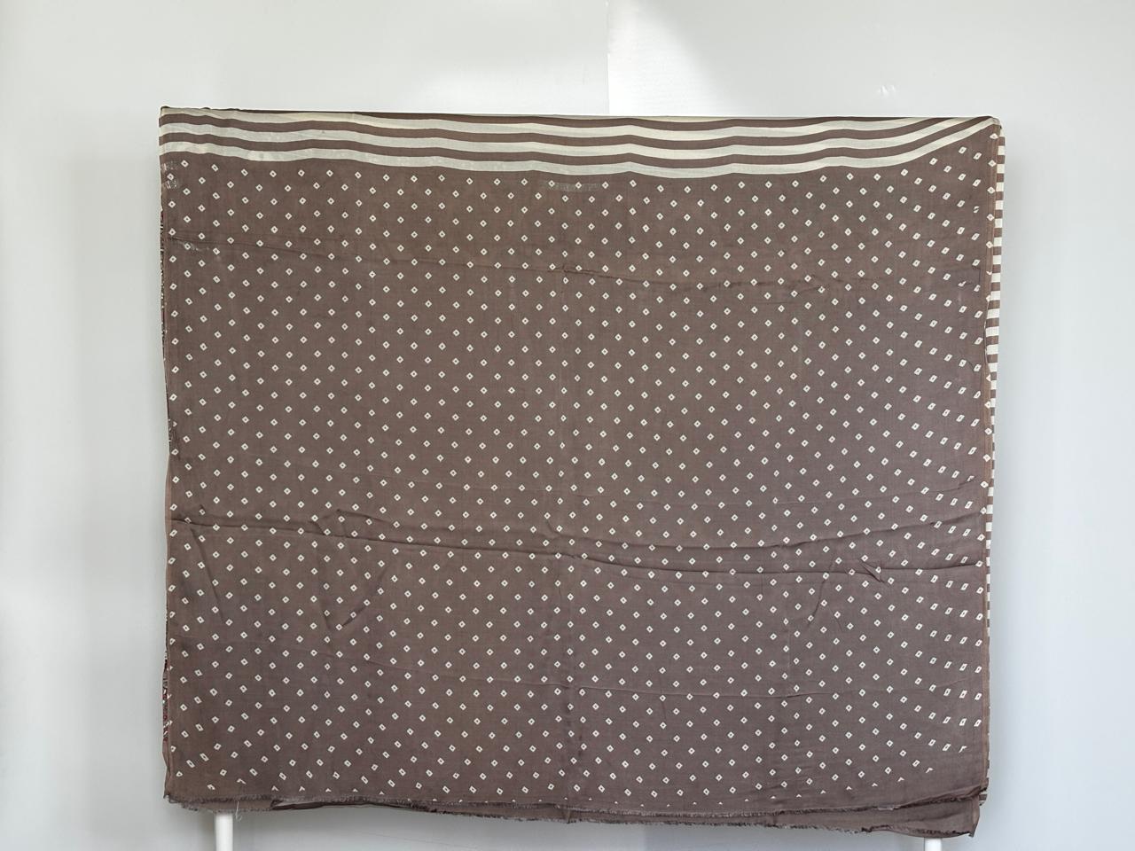 Modal Silk- Nude and beige striped saree