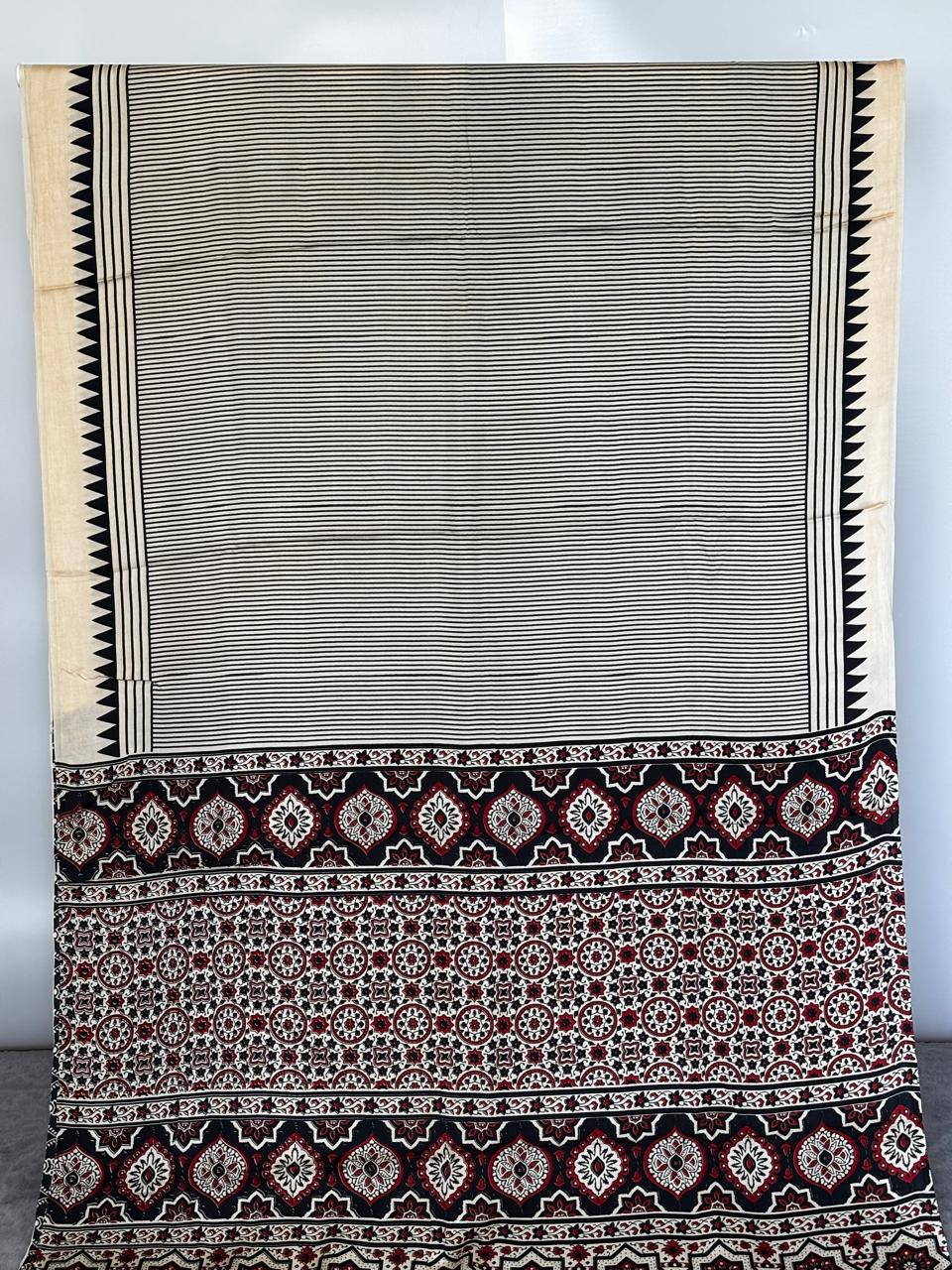 Cream base Striped Saree