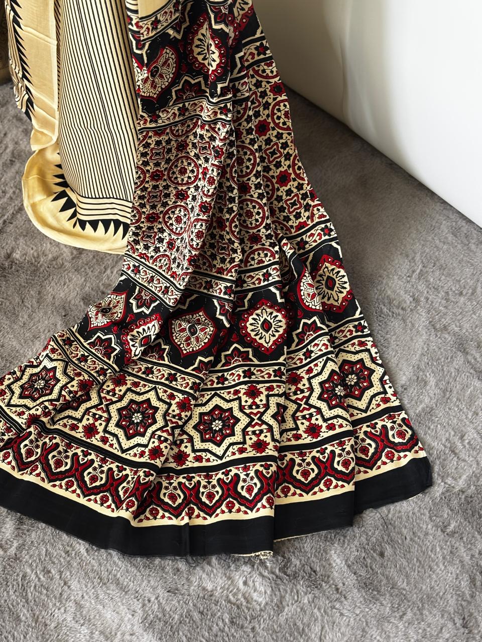Cream base Striped Saree