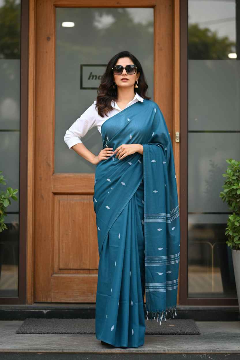 Blue Whisper Soft Cotton Saree