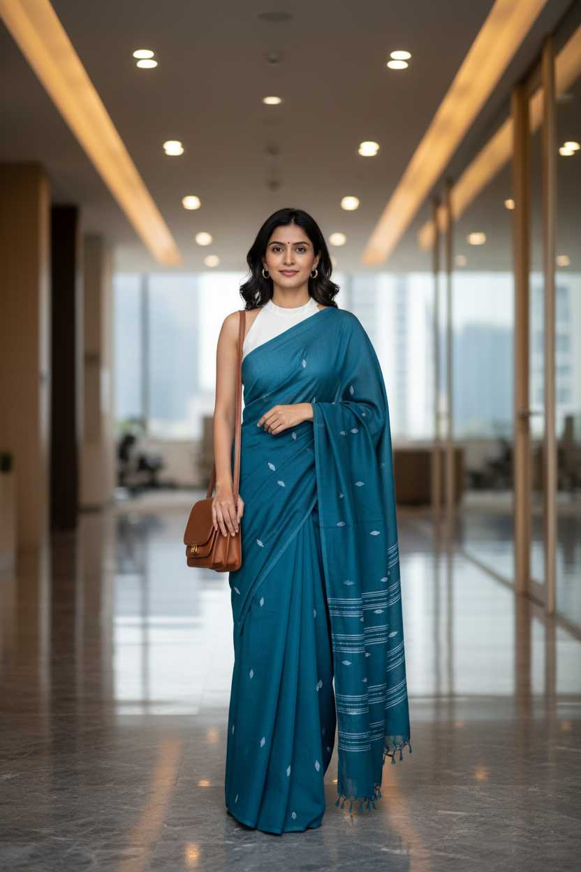 Blue Whisper Soft Cotton Saree