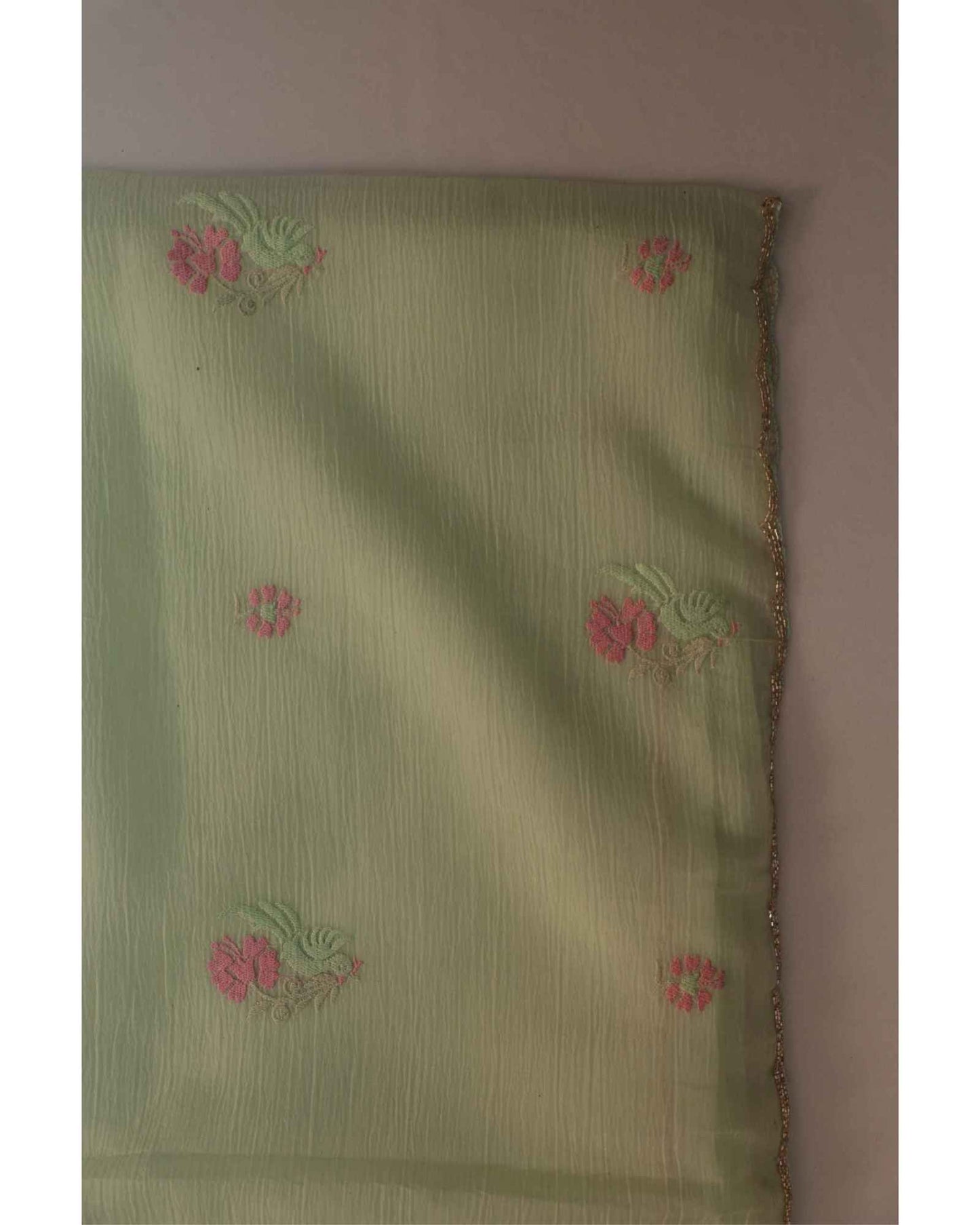 Pastel Green Crush Tissue Saree