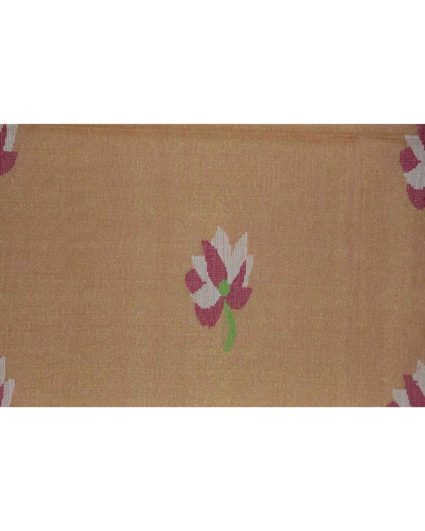 Orangish Peach Tissue Linen Saree- Lotus