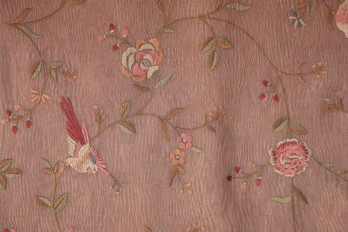 Pastel Pink Crush Tissue Saree with Parsi Gara embroidery