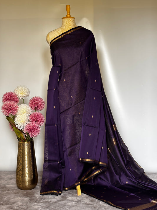 Purple Maheshwari Silk Cotton Handloom Saree