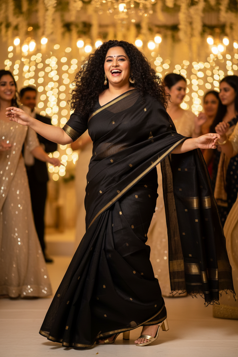 Black Maheshwari Silk Cotton Saree