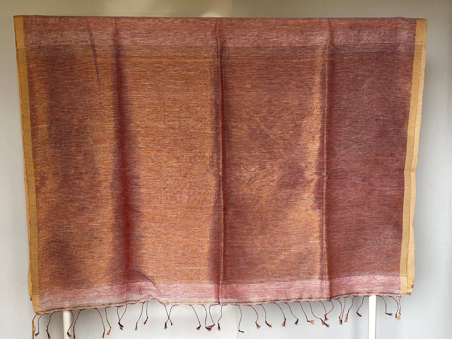 Peach Tissue Linen Saree- Banarasi