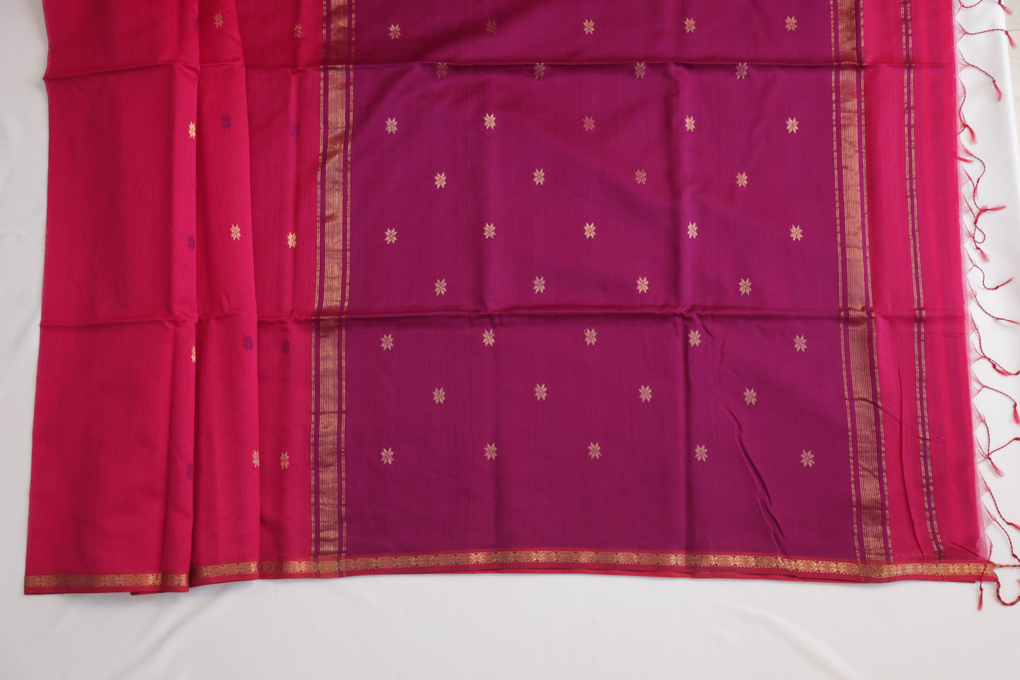Rani Pink and Purple Maheshwari Silk Cotton Saree