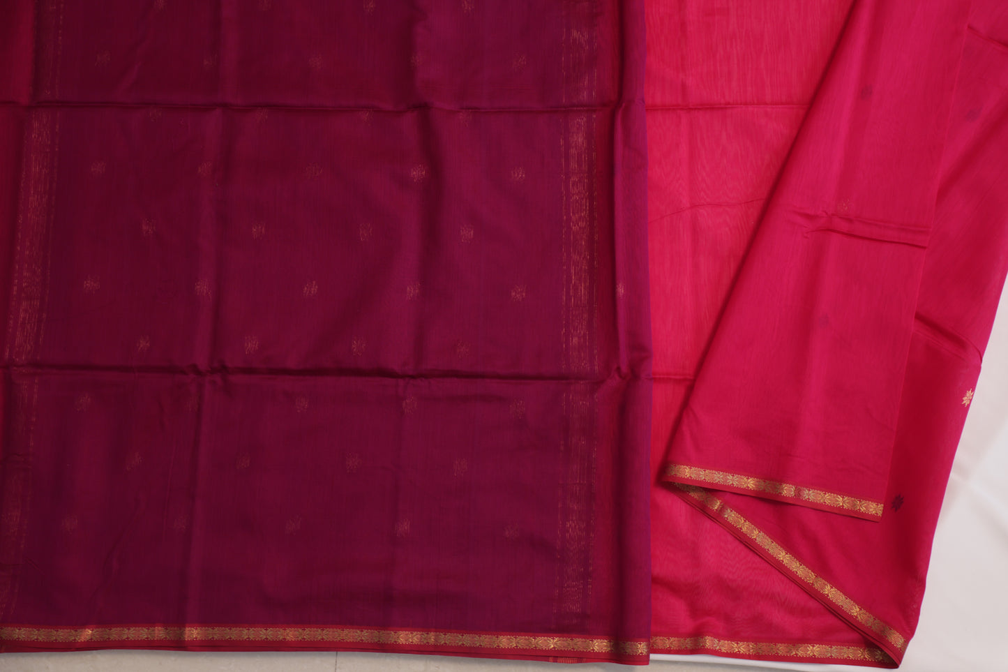 Rani Pink and Purple Maheshwari Silk Cotton Saree