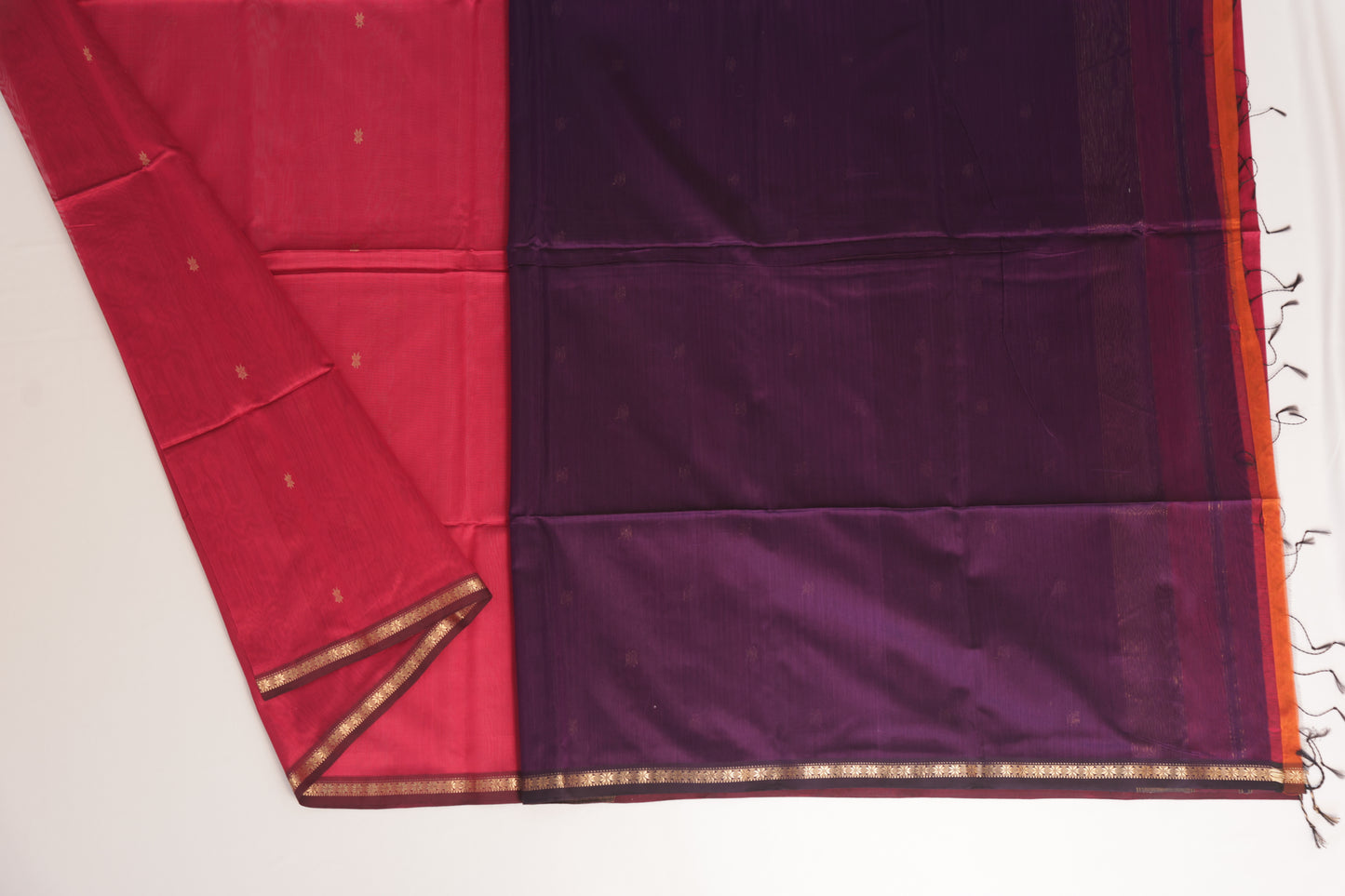 Maroon and Deep Purple Maheshwari Silk Cotton Saree