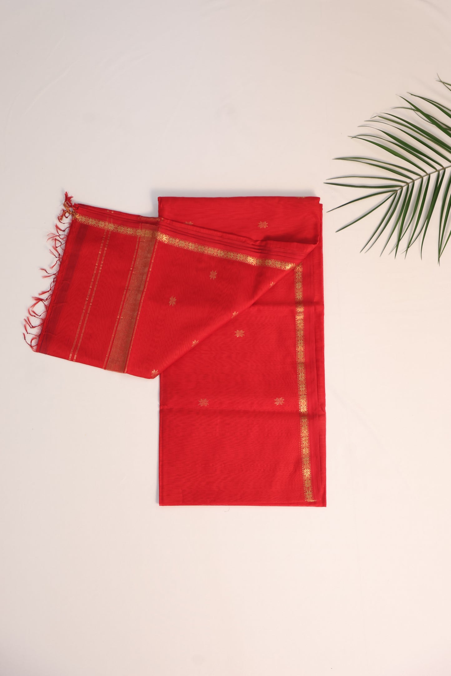 Red Maheshwari Silk Cotton Saree