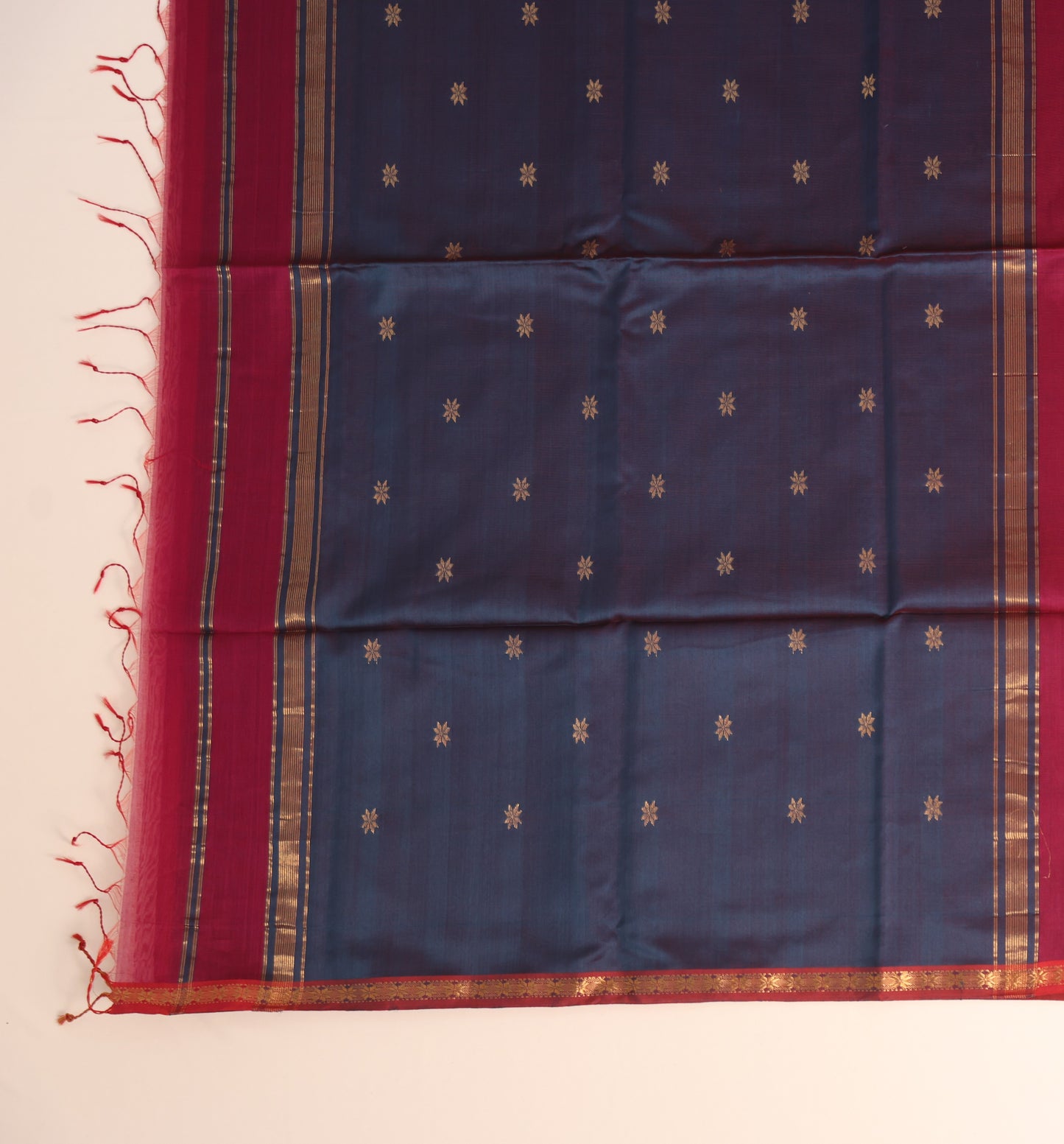 Purple and Teal Blue Maheshwari Silk Cotton Saree