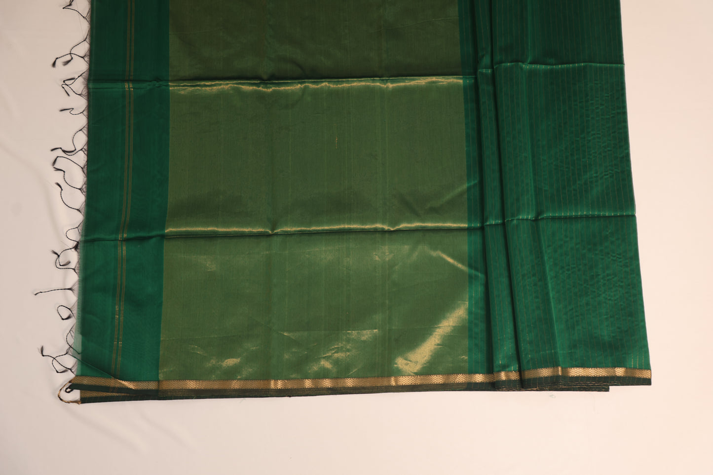 Green Maheshwari Saree with Zari stripes