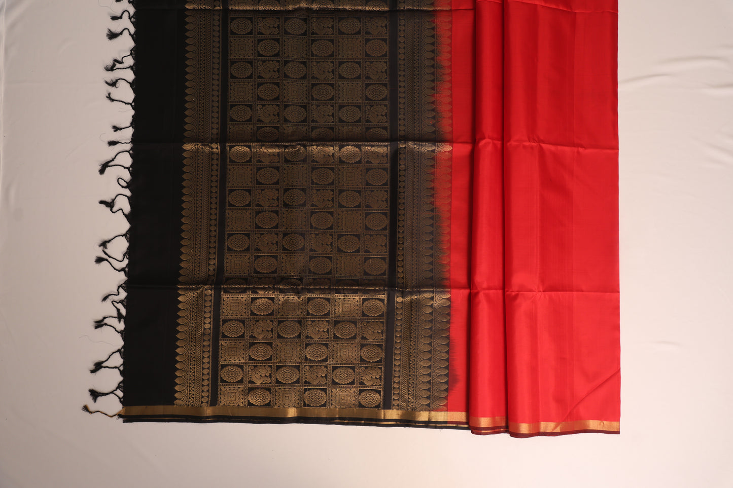 Red and Black Kanjivaram Soft Silk Saree