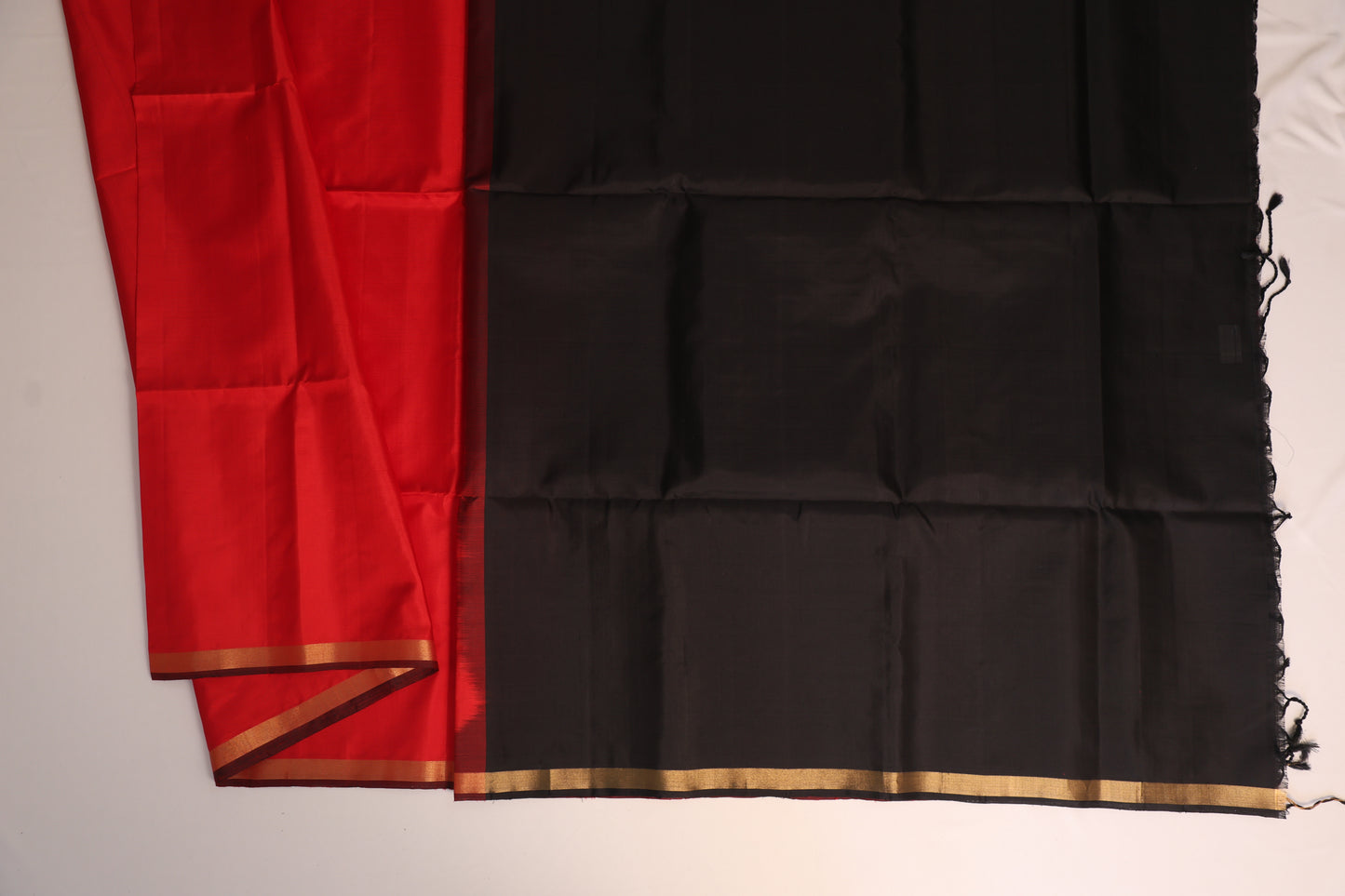 Red and Black Kanjivaram Soft Silk Saree