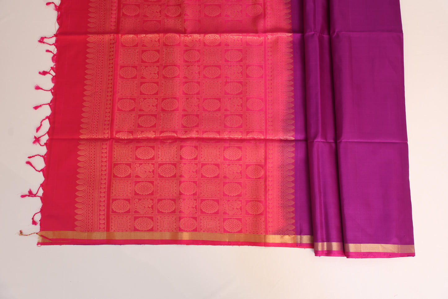 Purple and Pink Kanjivaram Soft Silk Saree