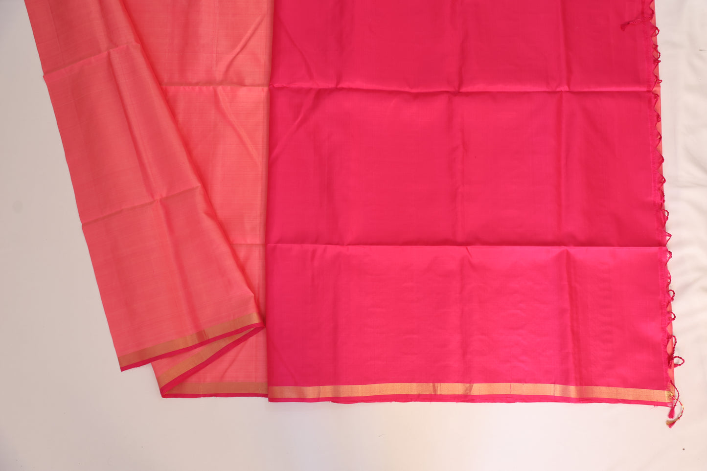 Pastel Pink and Rani Pink Kanjivaram Soft Silk Saree