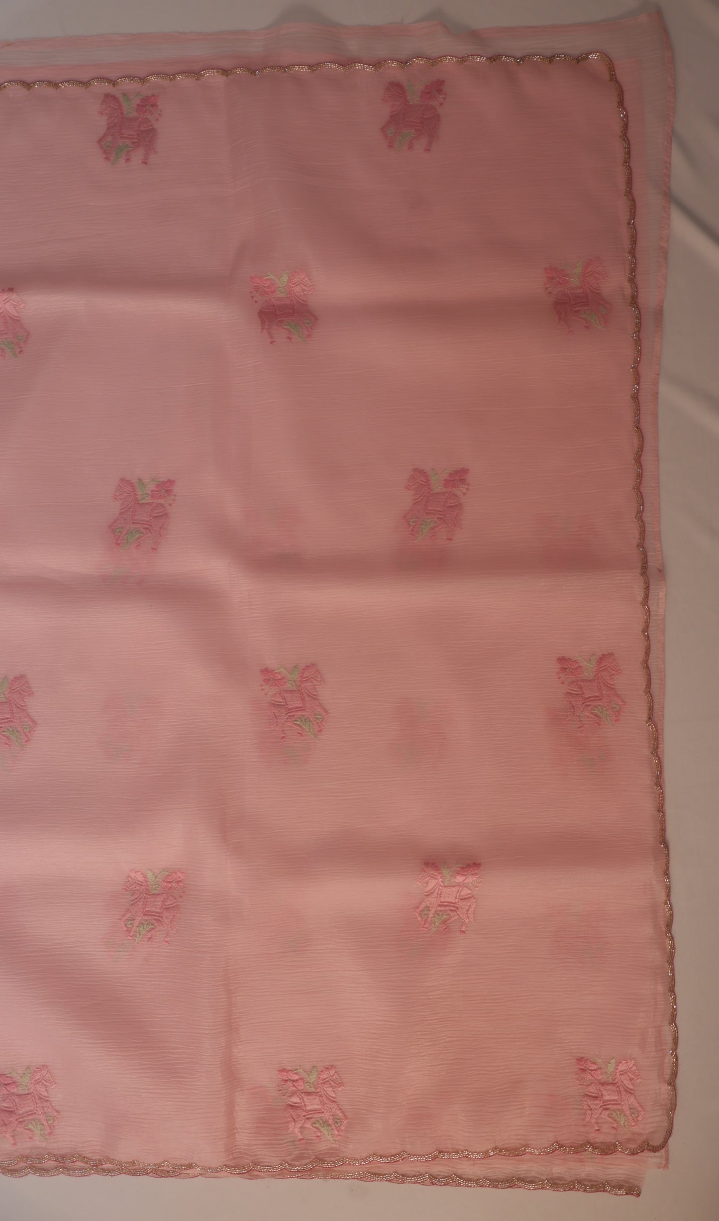 Baby Pink Crush Tissue Saree