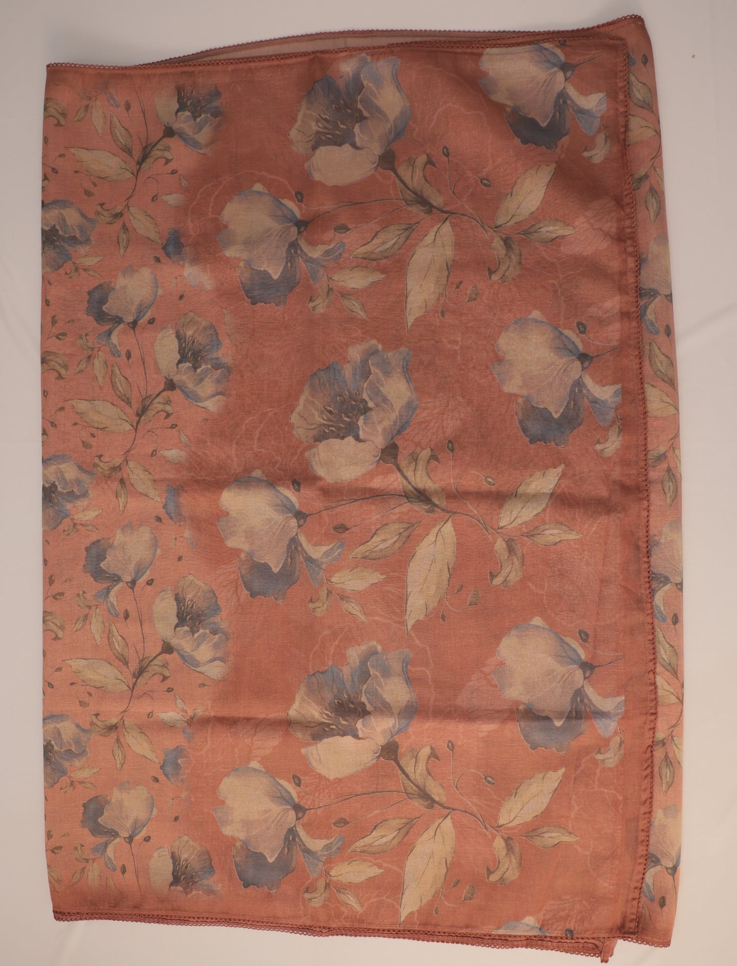Orange Peach Crush Tissue Saree with Digital Print