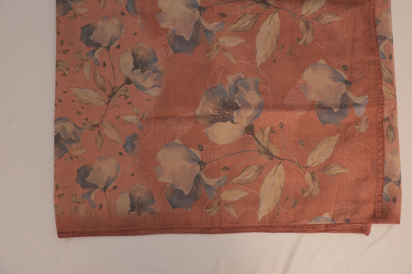 Orange Peach Crush Tissue Saree with Digital Print