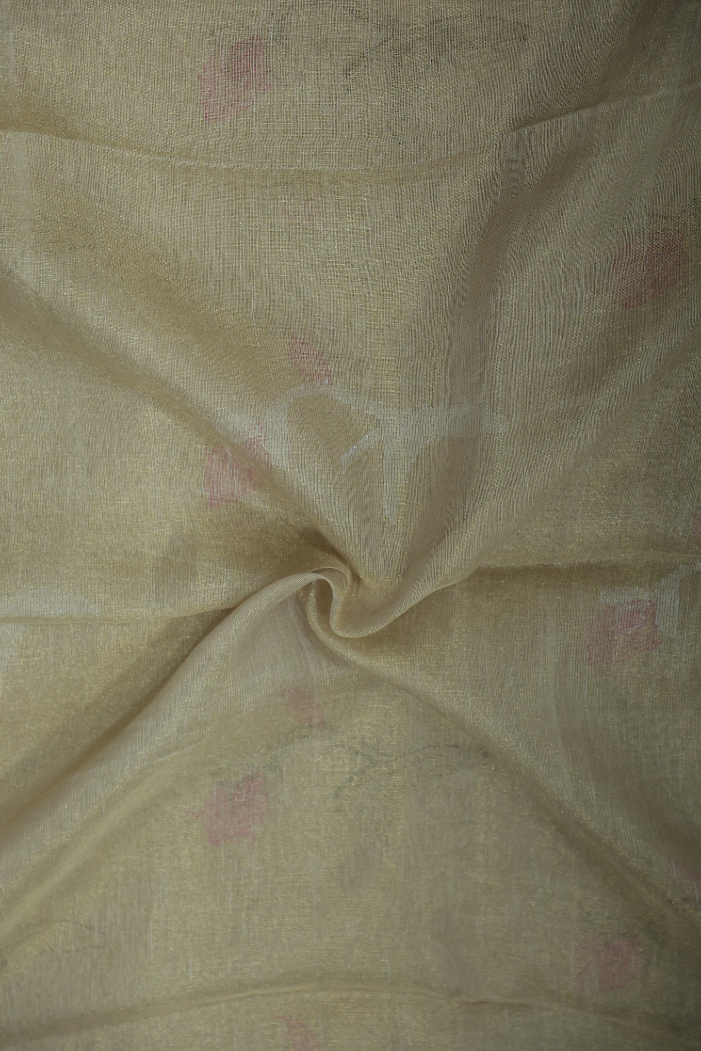 Dark Golden Tissue Linen Saree- Tulips