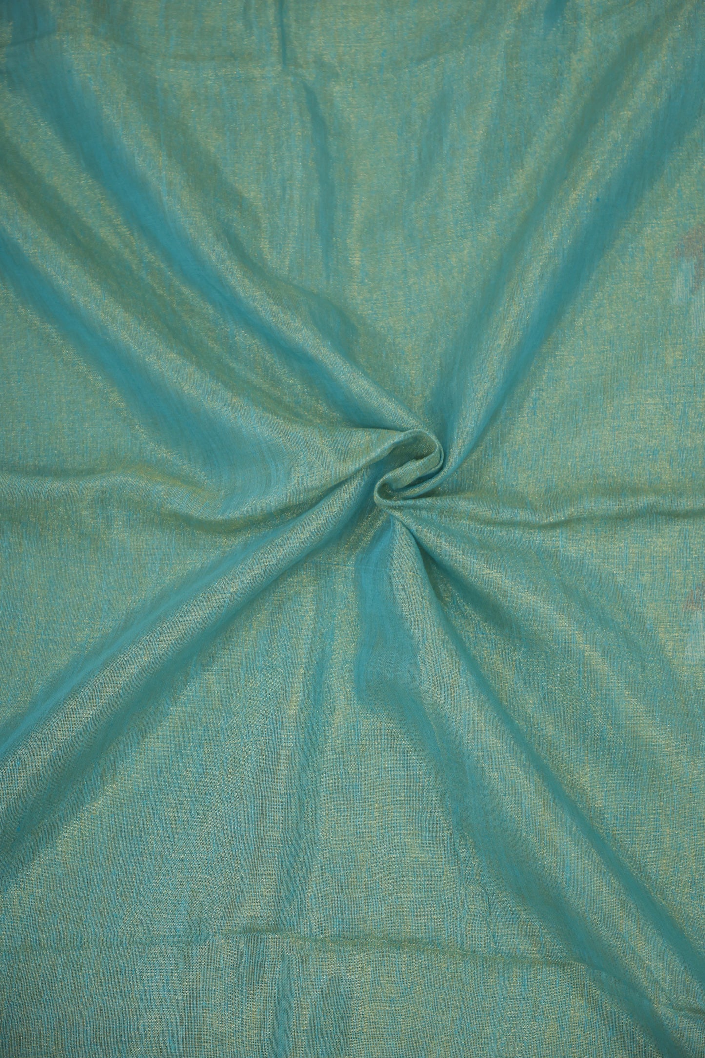 Bluish Green Tissue Linen Saree- Lotus