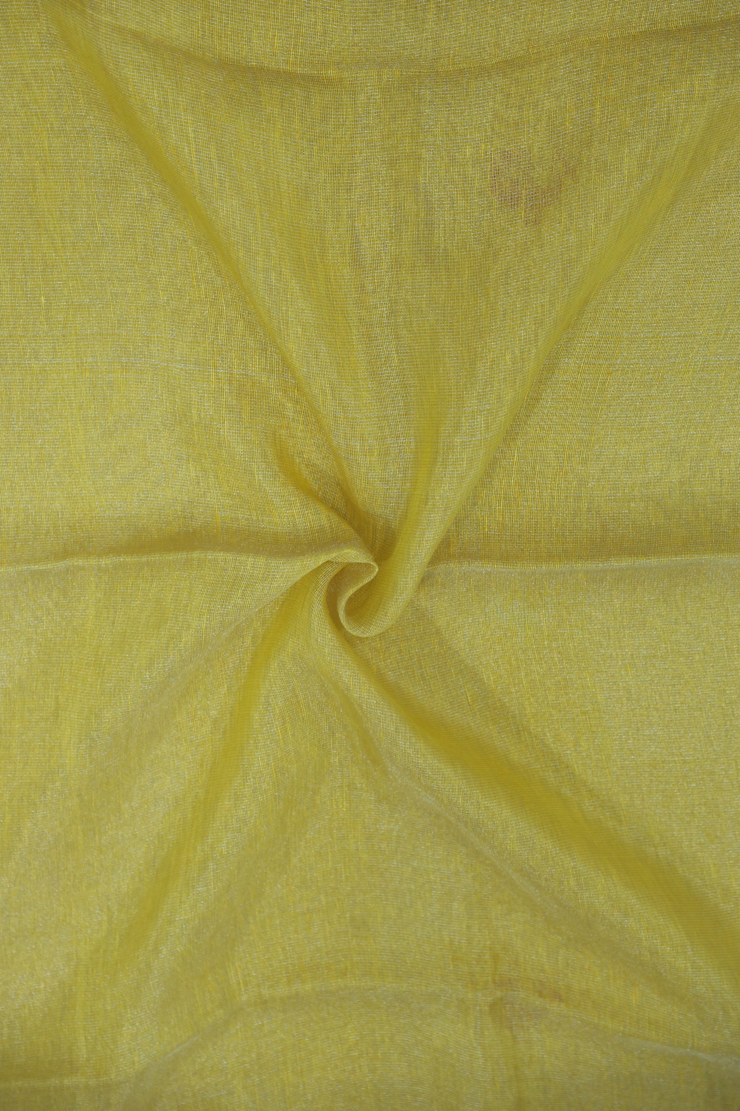 Yellow Tissue Linen Saree- Peacock
