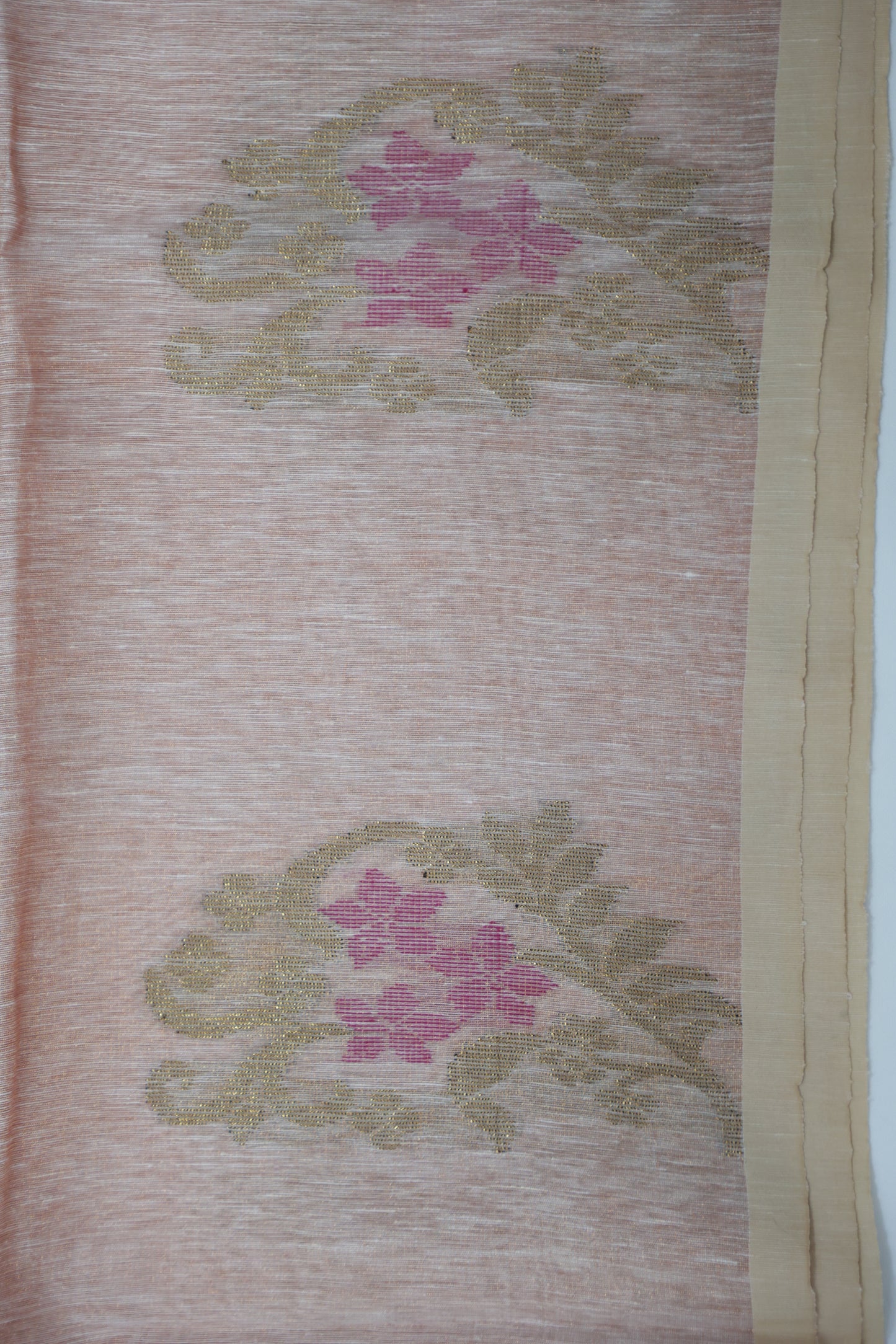 Peach Tissue Linen Saree- Banarasi