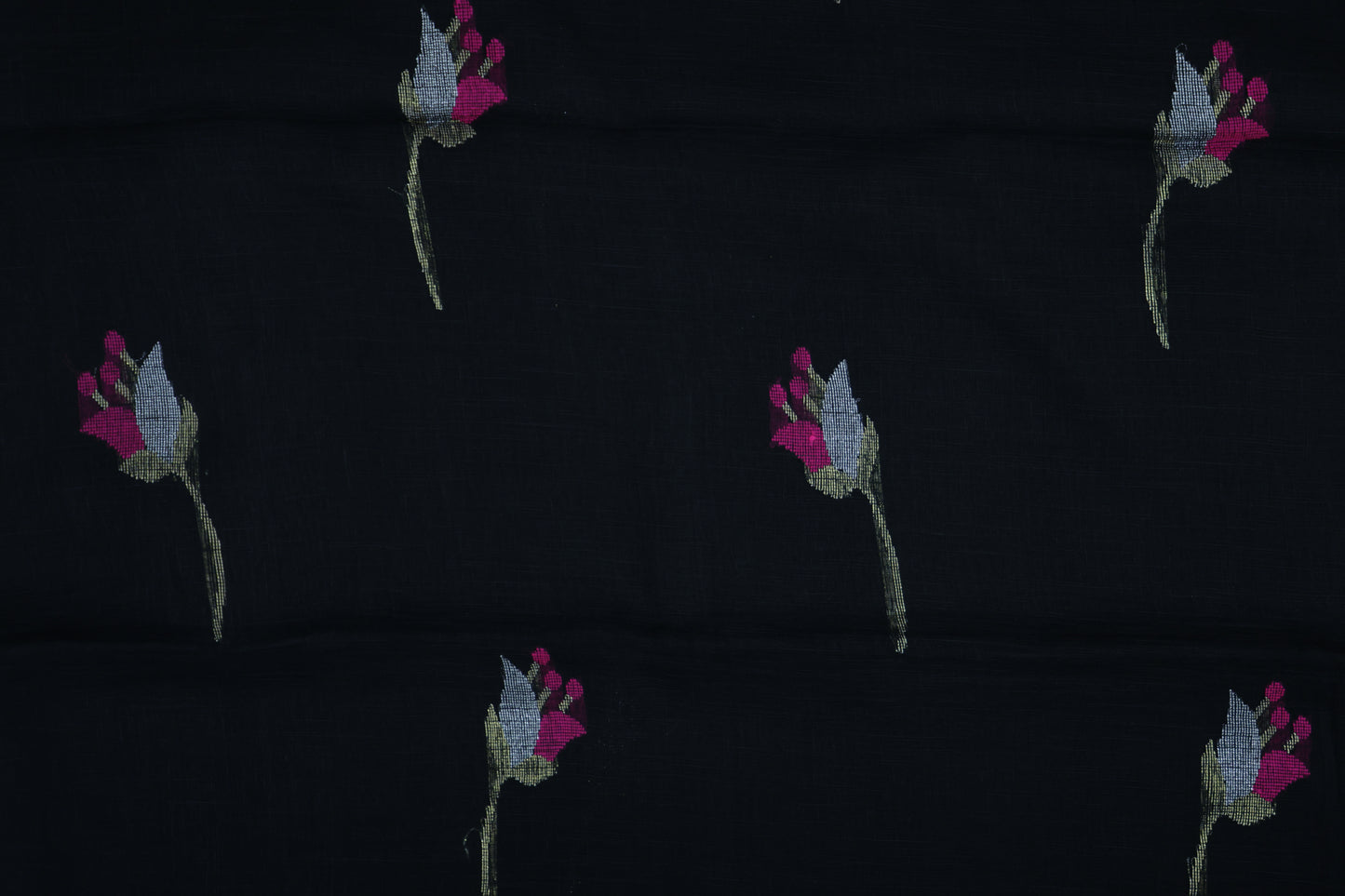 Tulip Linen Saree- Black
